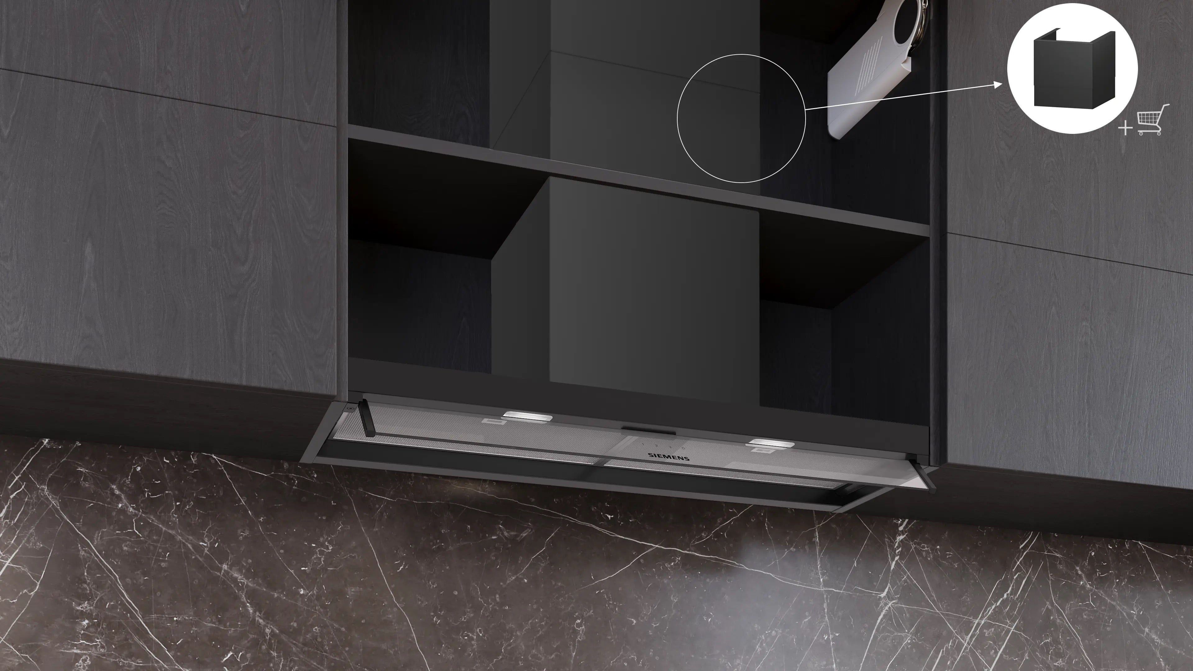 Siemens iQ300 Integrated Design Hood 90 cm clear glass, Matt black - LJ95BCC60B