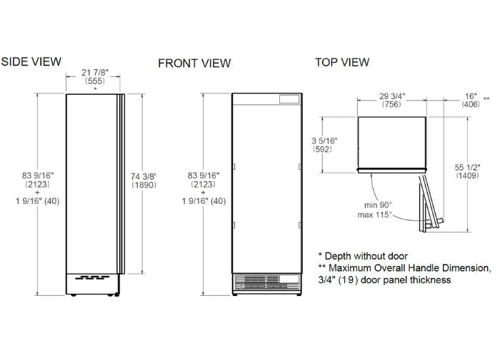 Bertazzoni Heritage Series 75cm Built-in Refrigerator Column