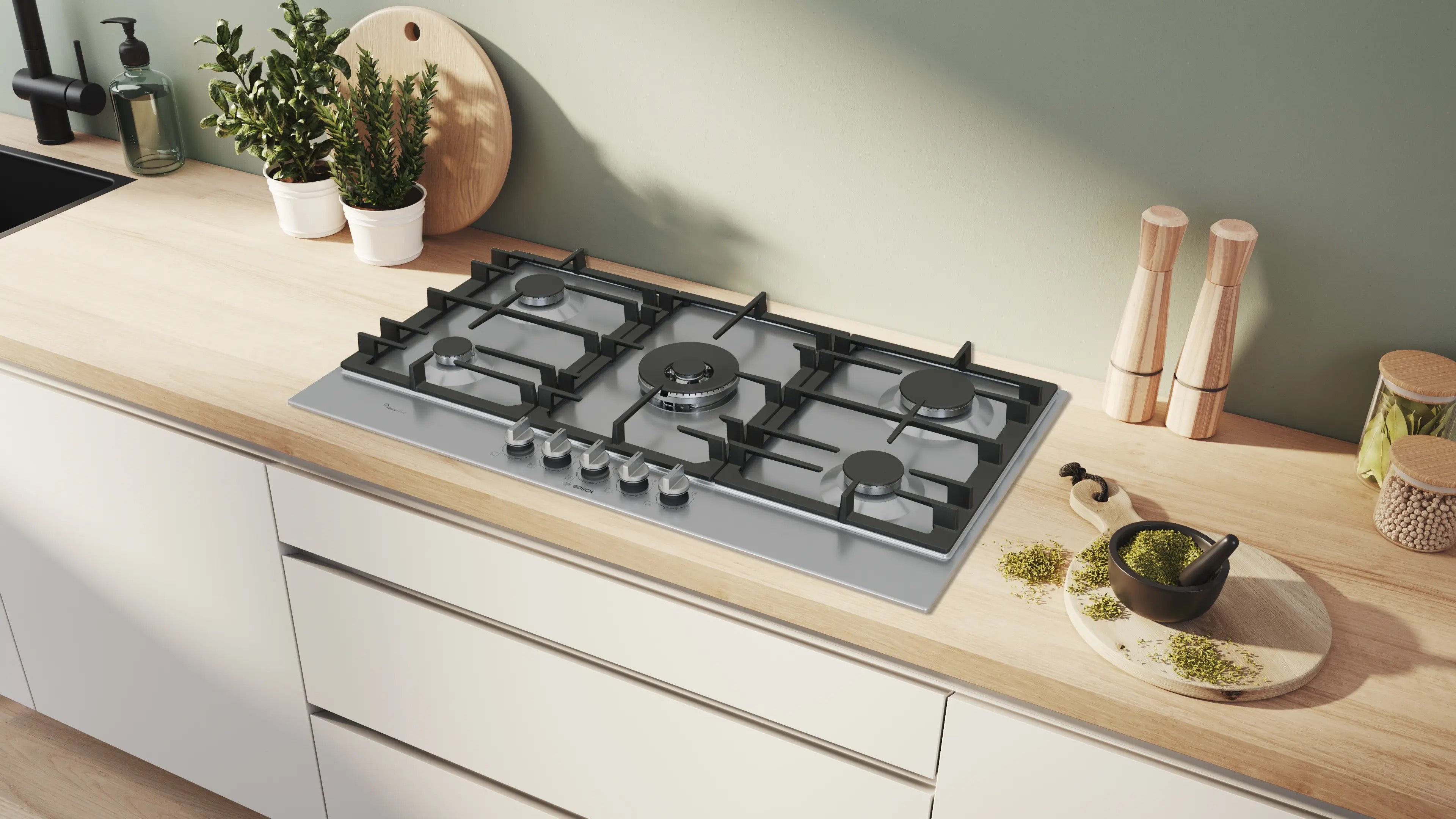 Bosch Series 6 Gas hob 90 cm Stainless steel - PCR9A5I90