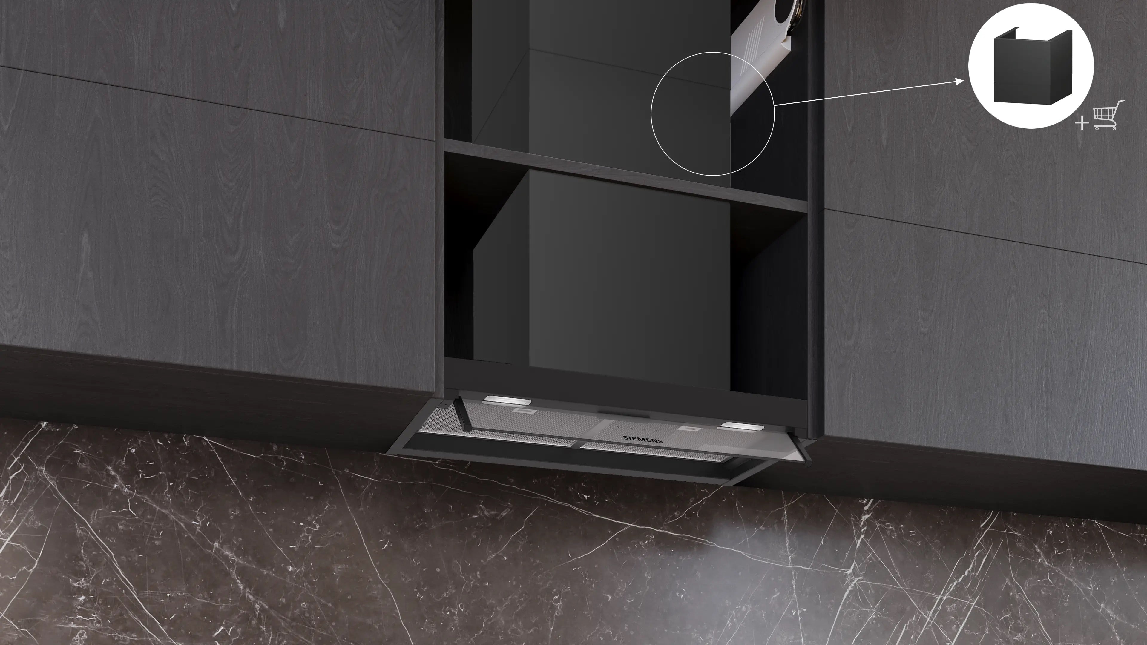 Siemens iQ300 Integrated Design Hood 60 cm clear glass, Matt black - LJ65BCC60B