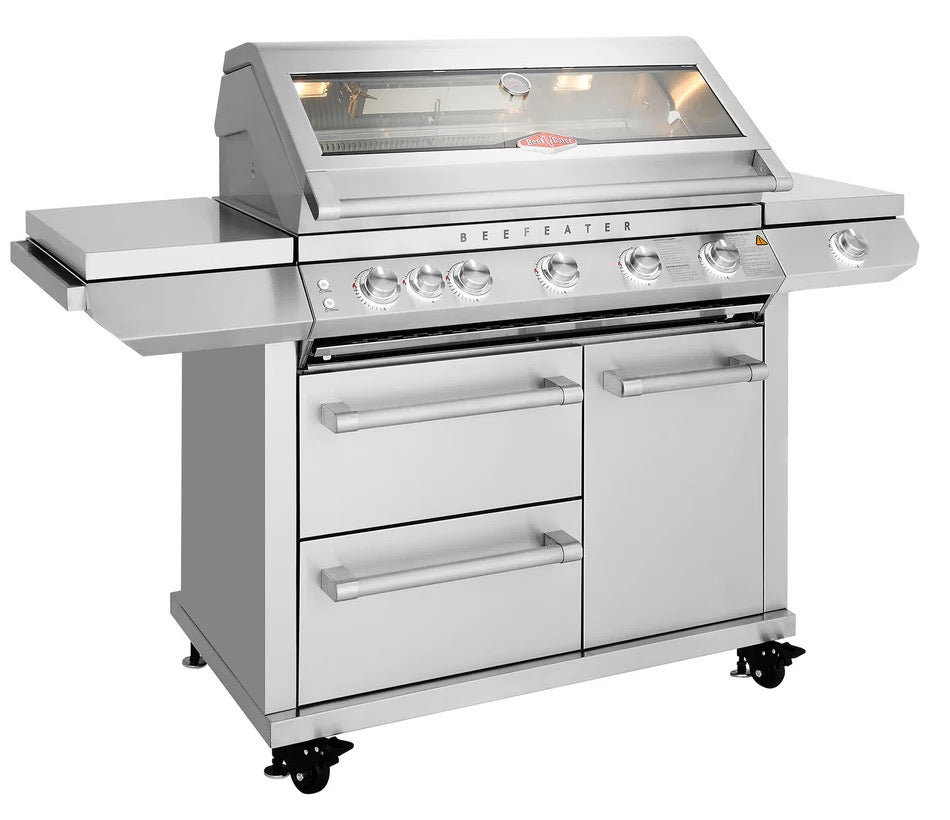 BeefEater 7000 Series Premium 5 Burner BBQ & Side Burner Trolley