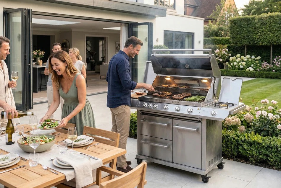 BeefEater 7000 Series Premium 5 Burner BBQ & Side Burner Trolley