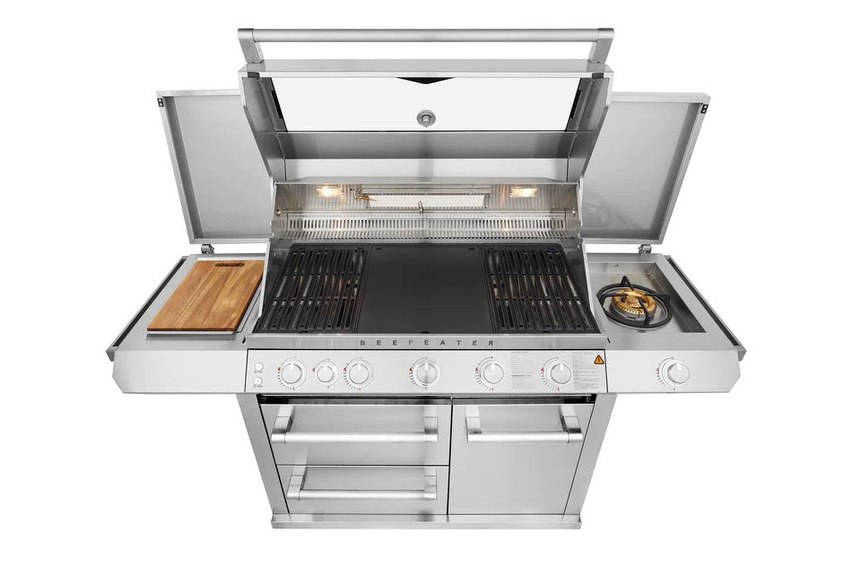 BeefEater 7000 Series Premium 5 Burner BBQ & Side Burner Trolley