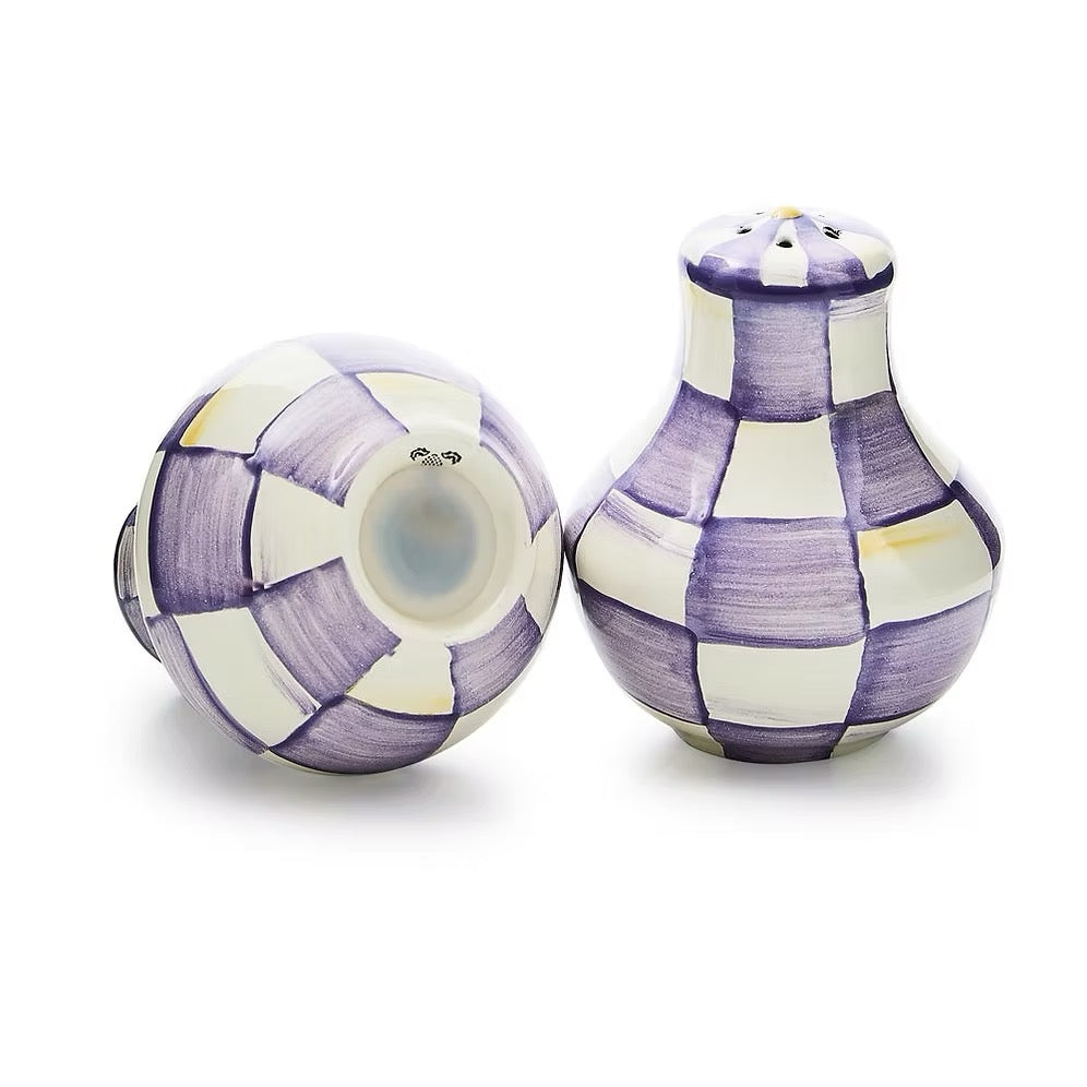 Mackenzie-Childs Violet Check Salt & Pepper Shakers