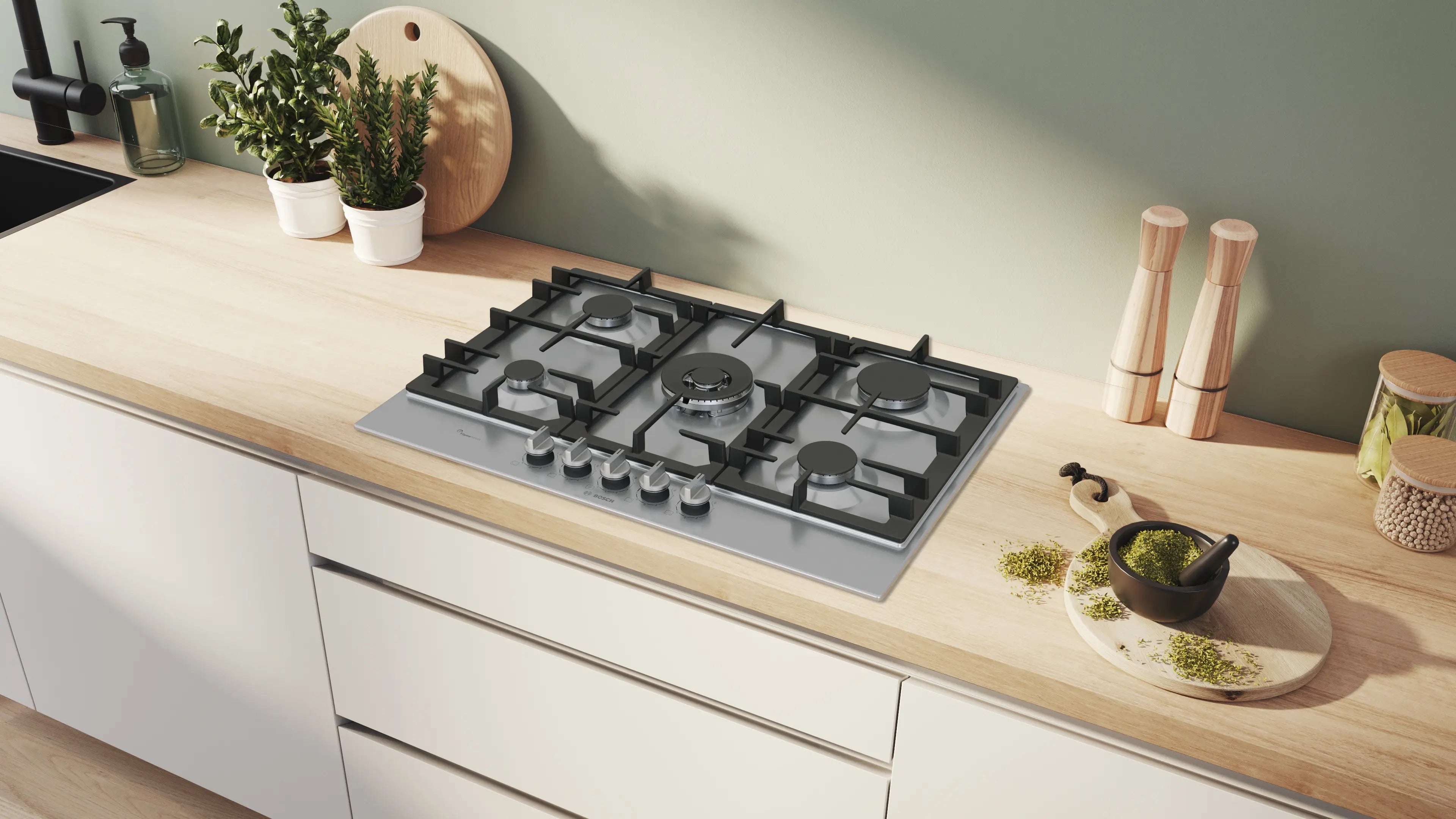 Bosch Series 6 Gas hob 75 cm Stainless steel - PCQ7A5I90