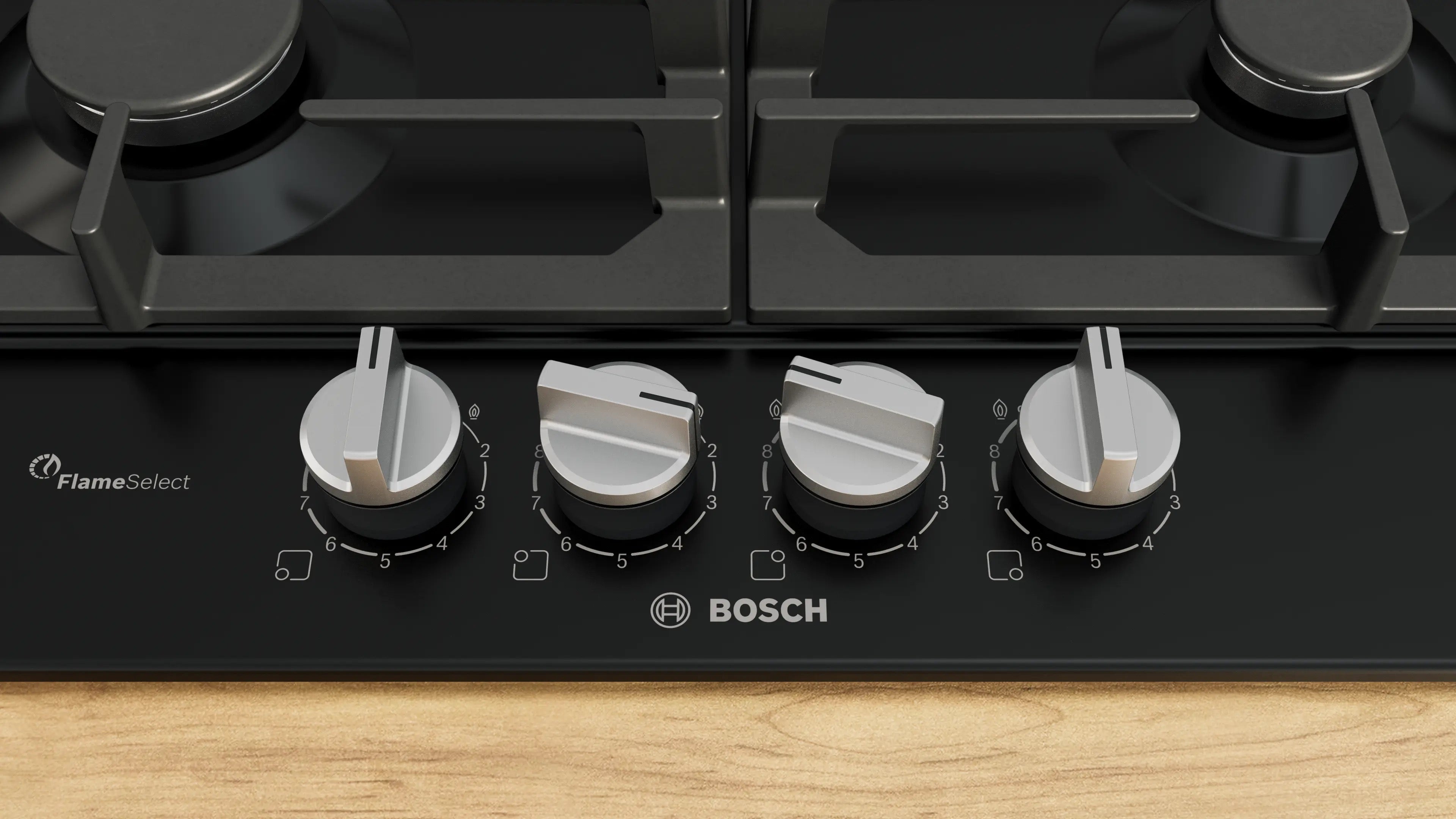 Bosch Series 6 Gas hob 60 cm Enamel, Black - PCP6A6I90