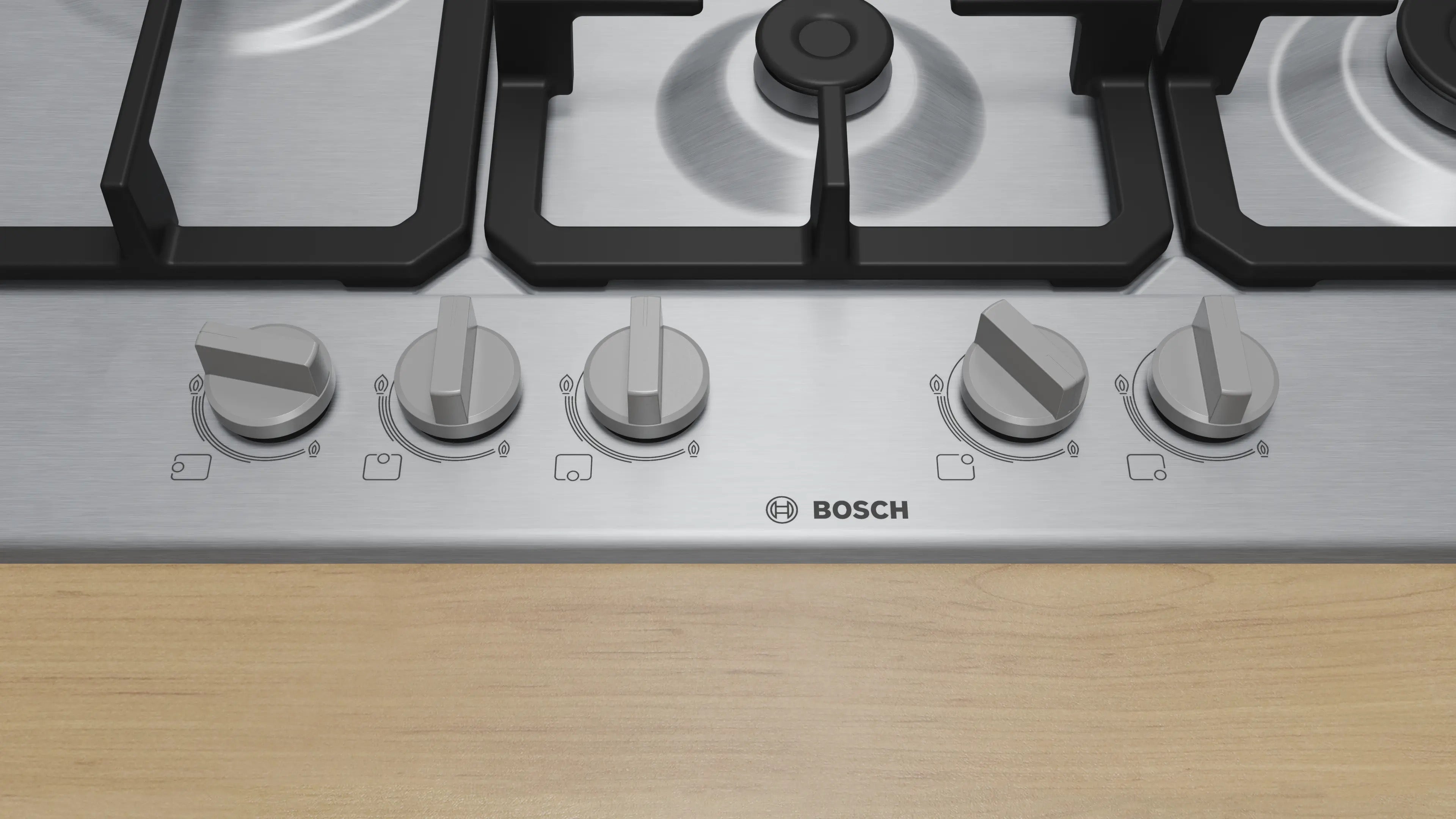 Bosch Series 4 Gas hob 75 cm Stainless steel - PGM7B5K90