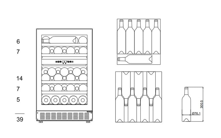 MQuvee Under-Counter Wine Fridge - WineCave 700 50D