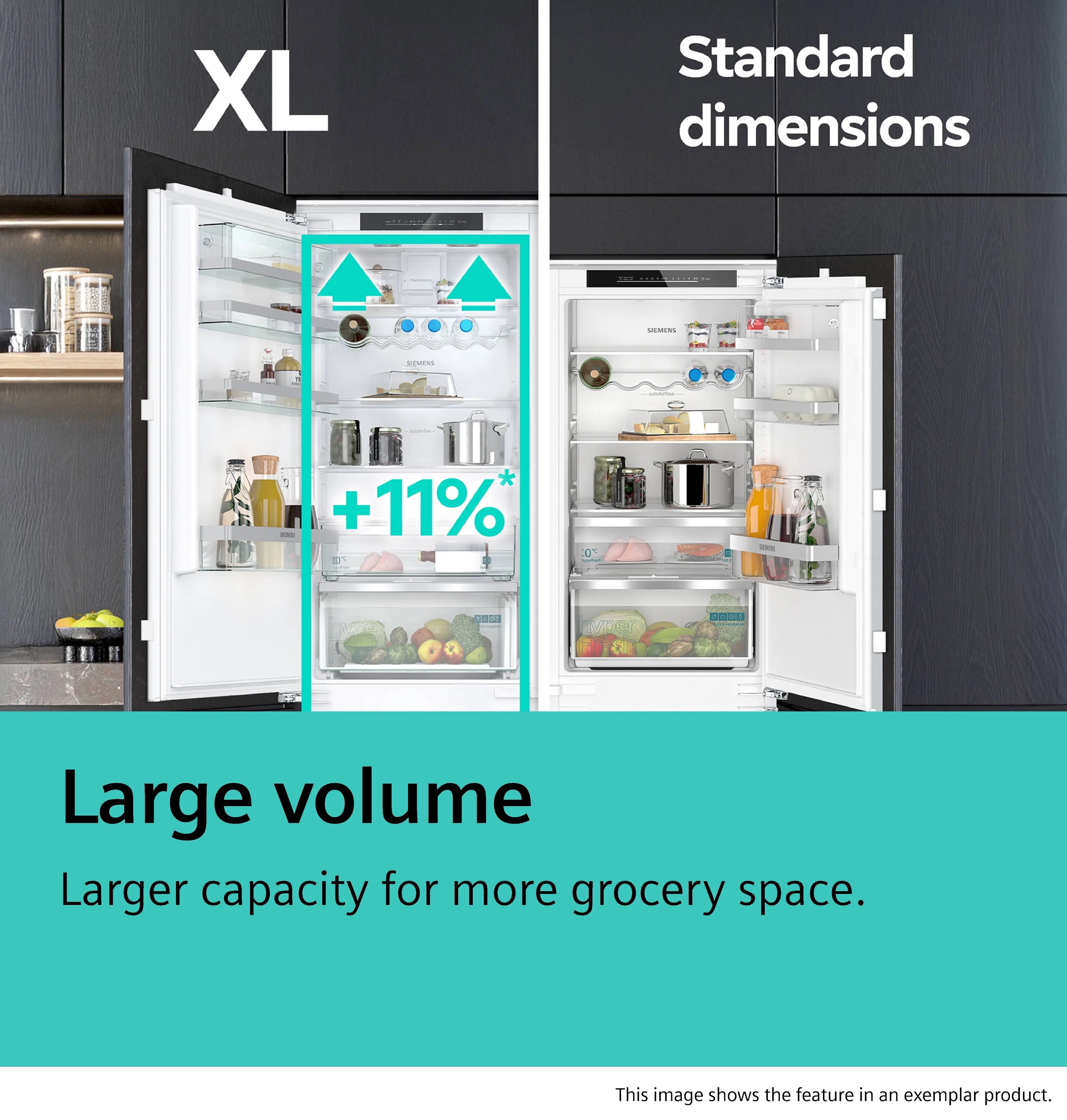 Siemens iQ300 Built-in fridge-freezer with freezer at bottom 193.5 x 55.8 cm flat hinge - KI96NVFD0G