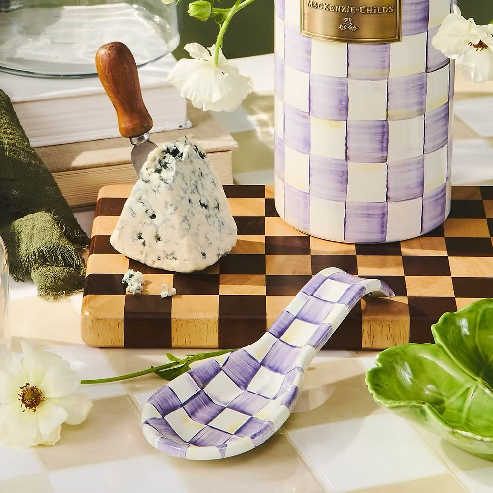 Mackenzie-Childs Violet Check Spoon Rest