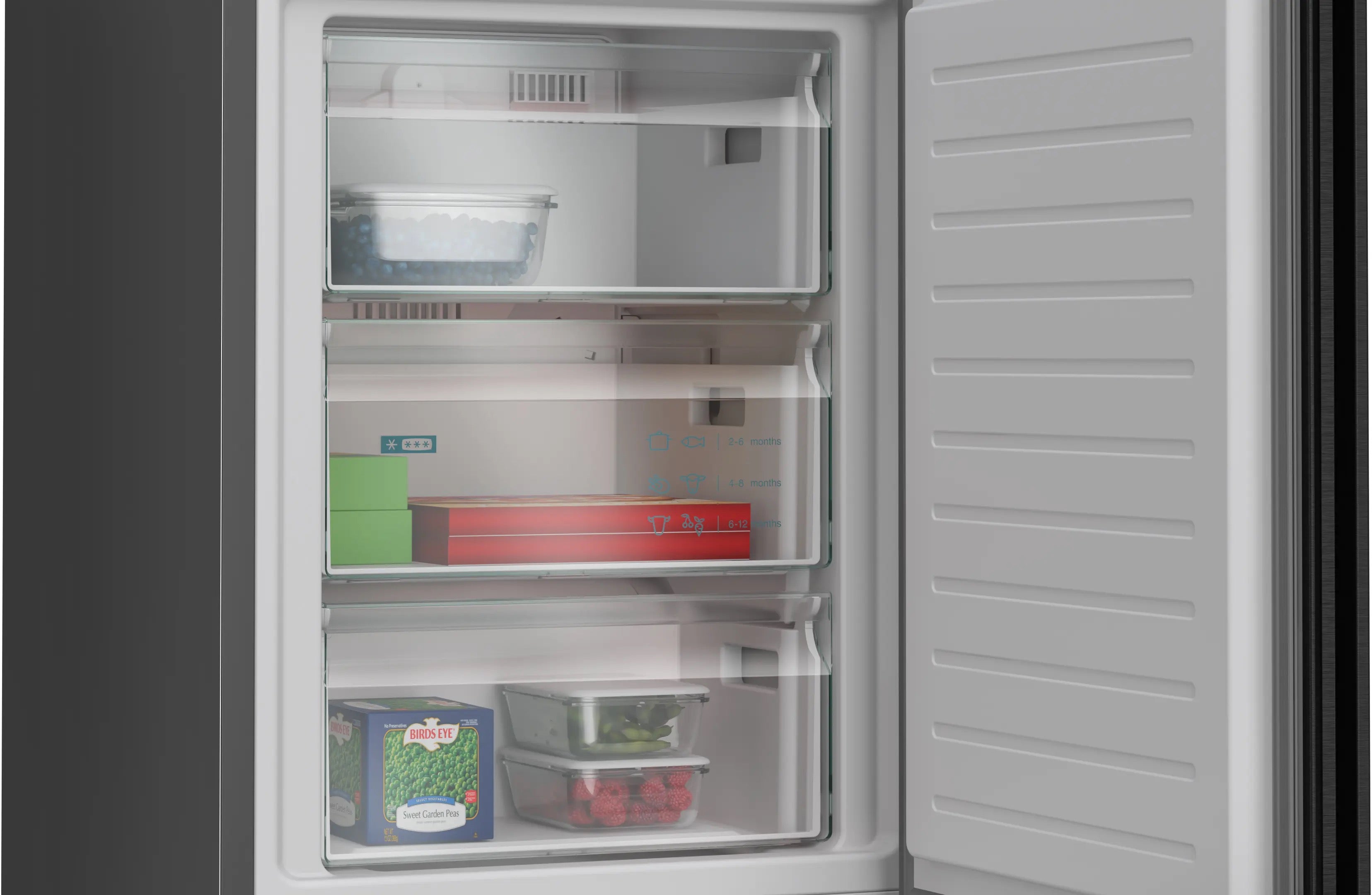 Siemens iQ300 Free-standing fridge-freezer with freezer at bottom 203 x 60 cm Brushed black steel antiFingerprint - KG39NVXBG