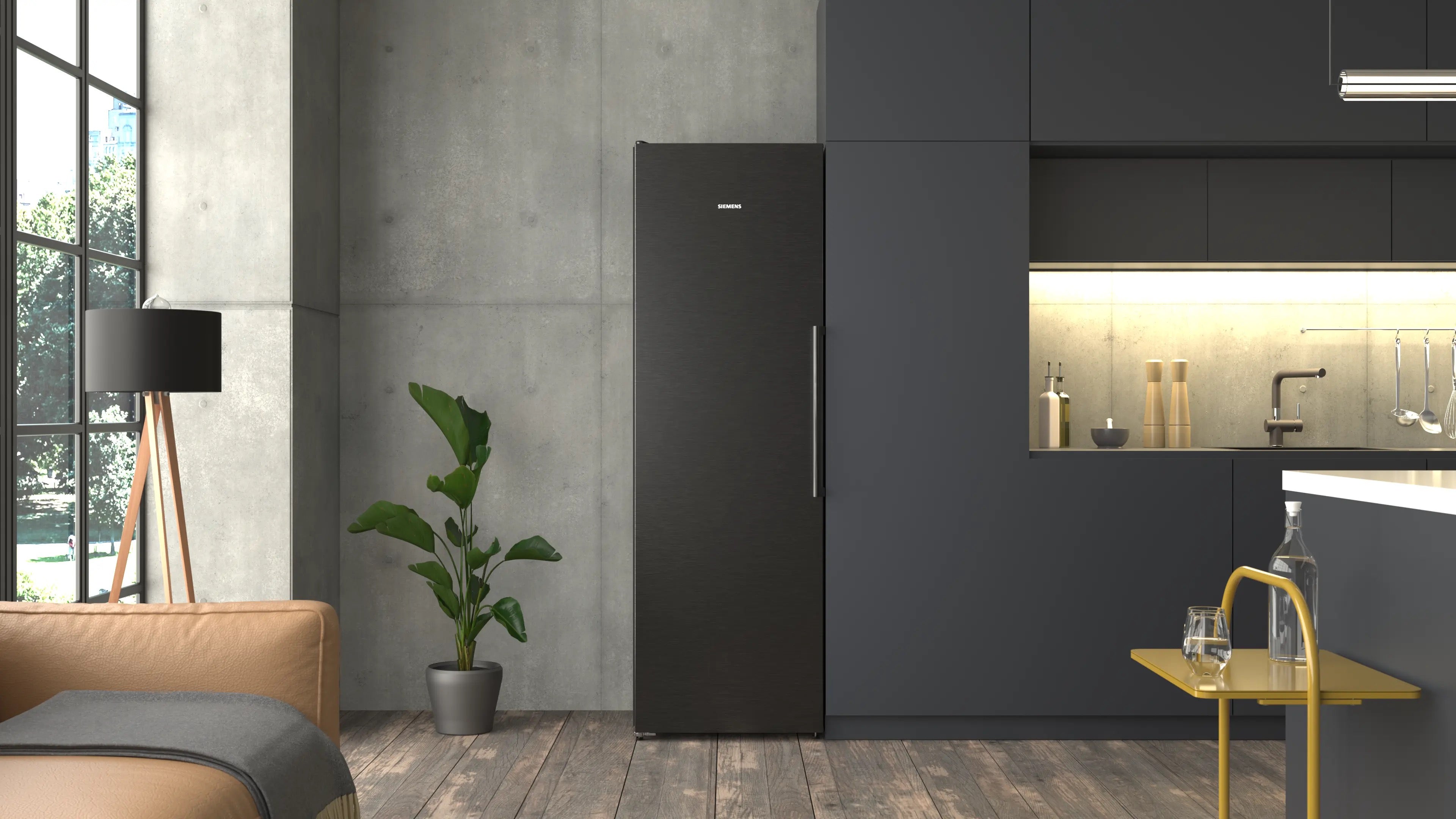 Siemens iQ500 Free-standing fridge 186.2 x 59.5 cm Brushed black steel antiFingerprint - KS36NAXCG