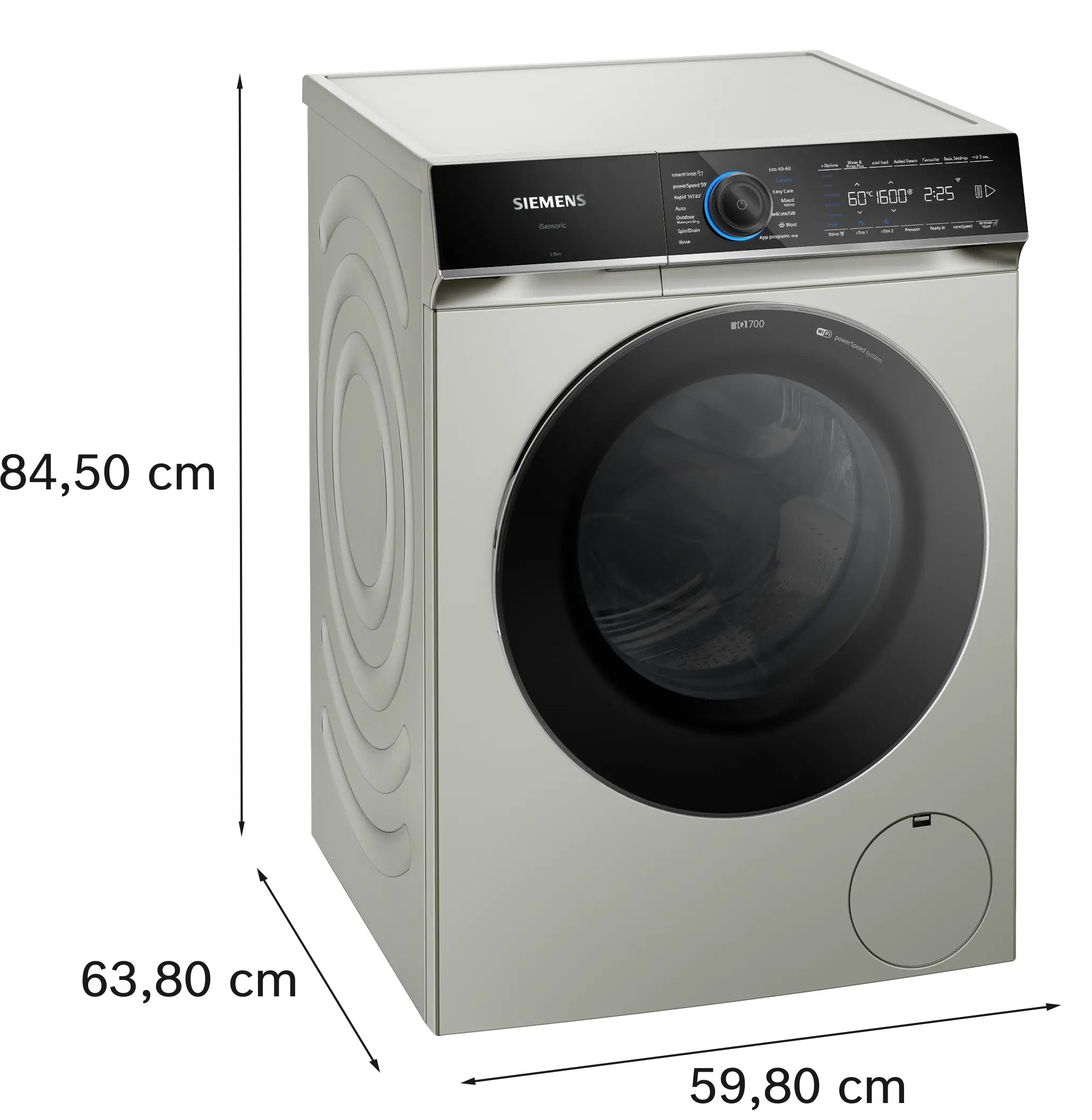 Siemens iQ700 Washing machine, front loader 11 kg max. 1600 rpm, Silver inox - WG66B2AXGB
