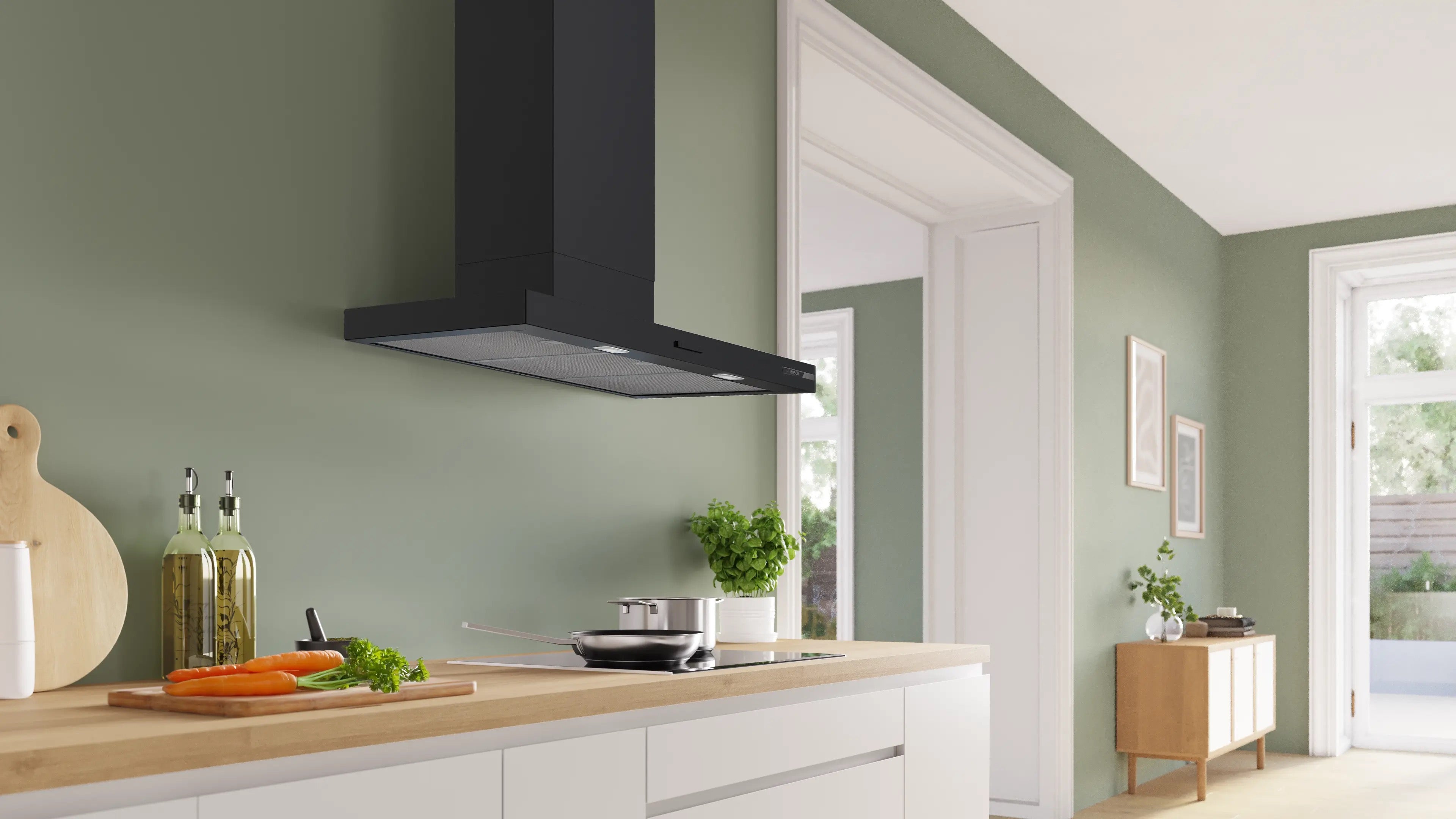 Bosch Series 4 Wall-mounted cooker hood 90 cm Matt black - DWB95CC60B