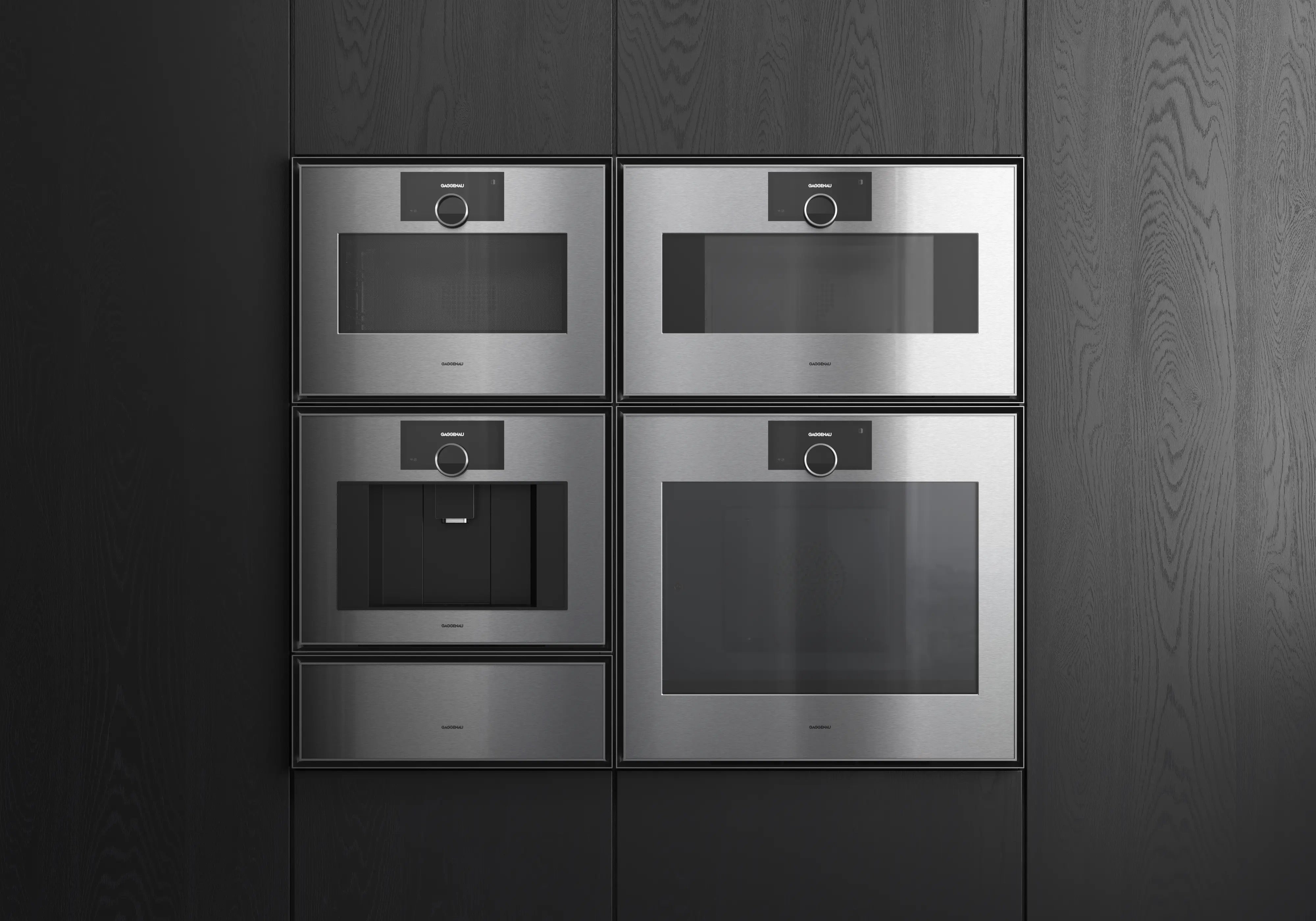 Gaggenau Expressive series fully automatic coffee machine 60 x 45 cm stainless steel behind smoked glass