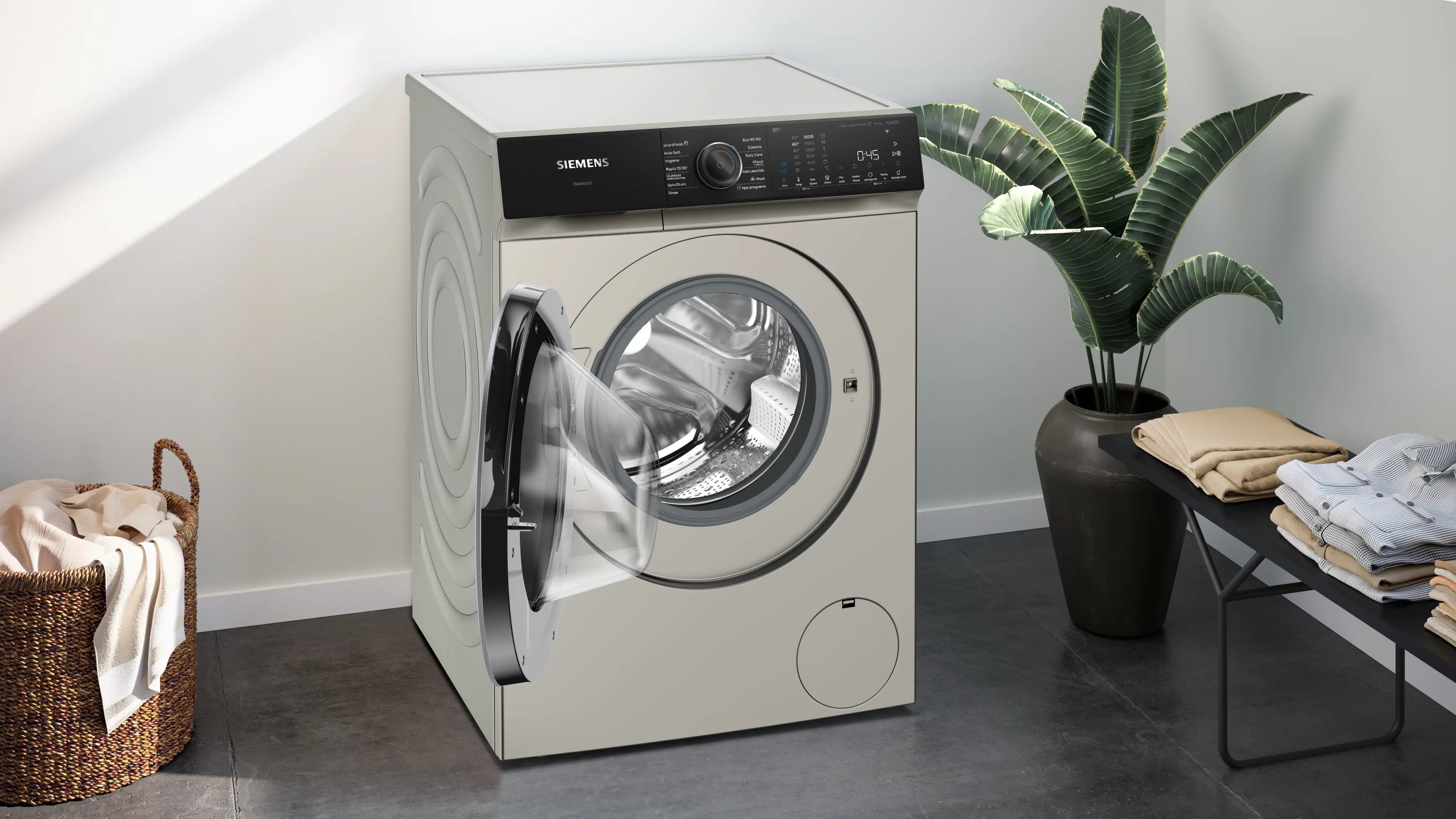 Siemens iQ500 Washing machine, front loader 10 kg max. 1600 rpm, Silver inox - WG56H2AXGB