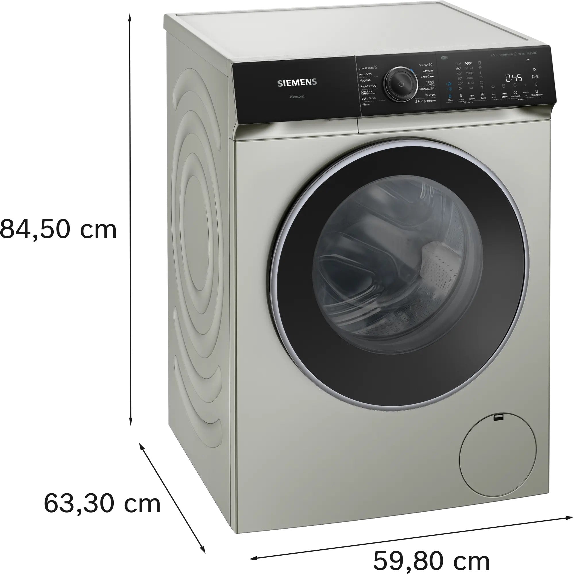 Siemens iQ500 Washing machine, front loader 10 kg max. 1600 rpm, Silver inox - WG56H2AXGB