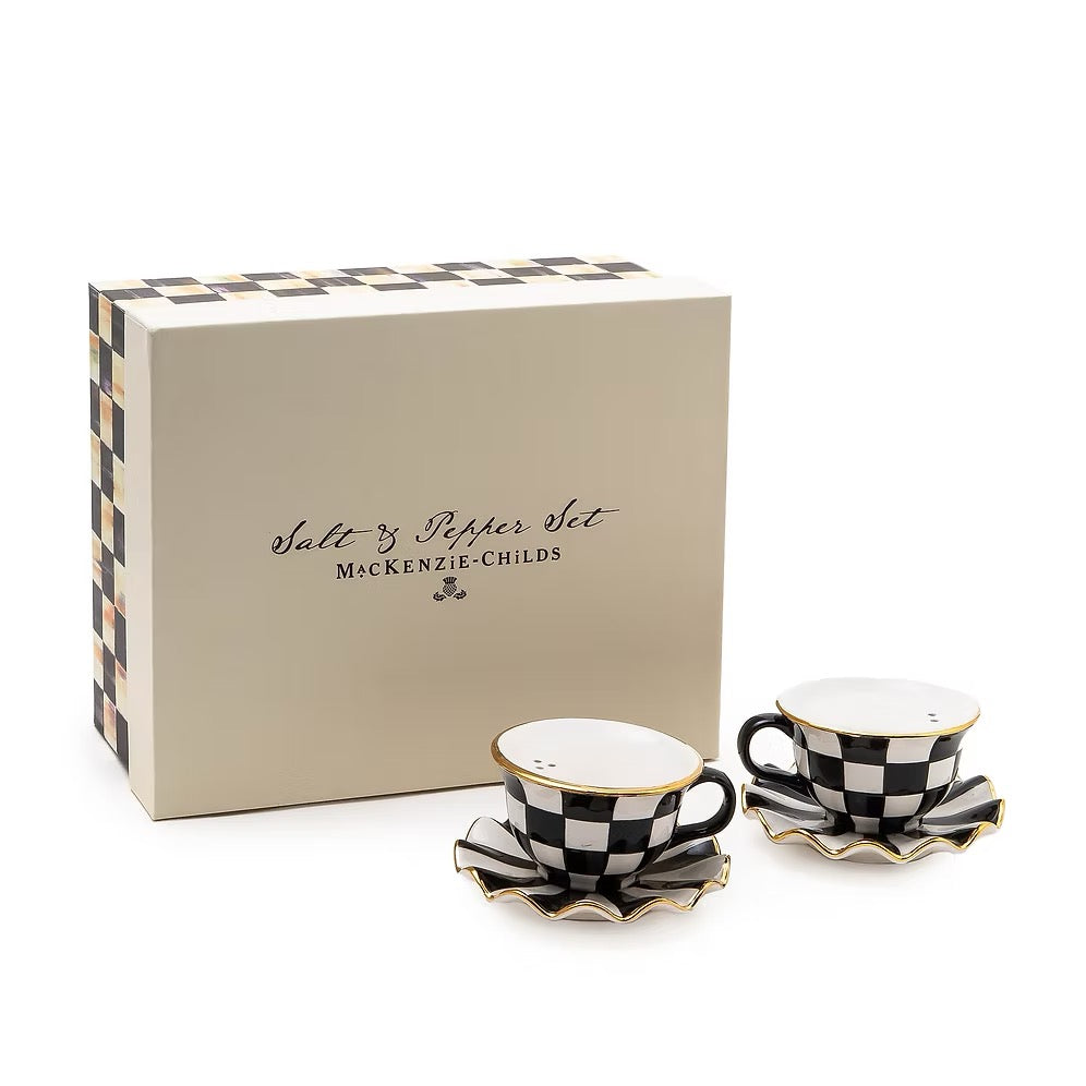Mackenzie-Childs Courtly Teacup Salt & Pepper Set