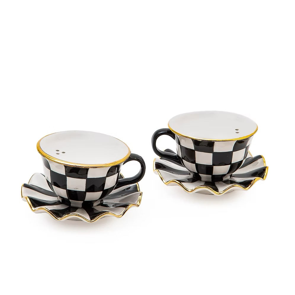 Mackenzie-Childs Courtly Teacup Salt & Pepper Set