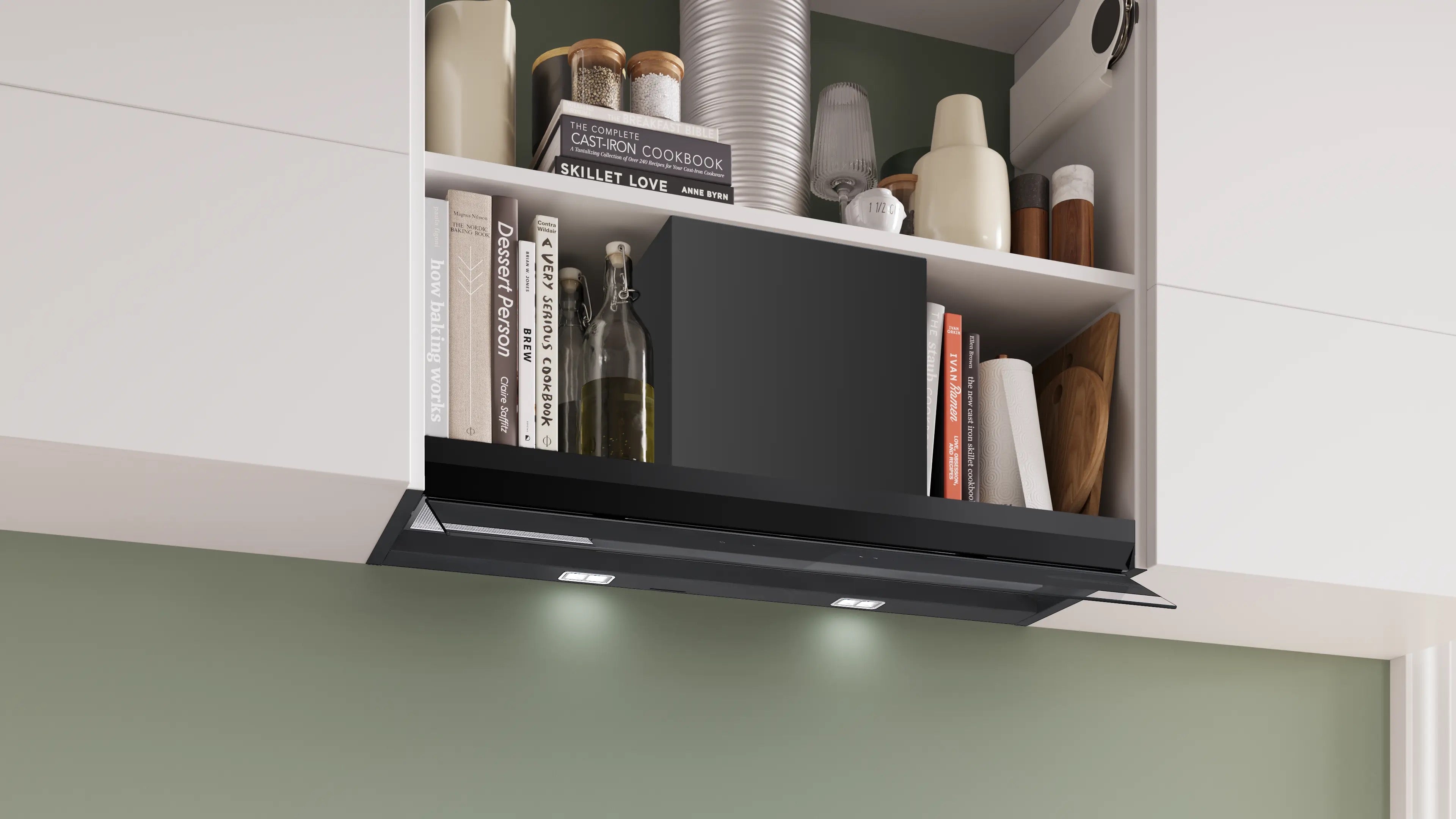 Bosch Series 6 Integrated Design Hood 90 cm clear glass black printed, Matt black - DBB97DP60B