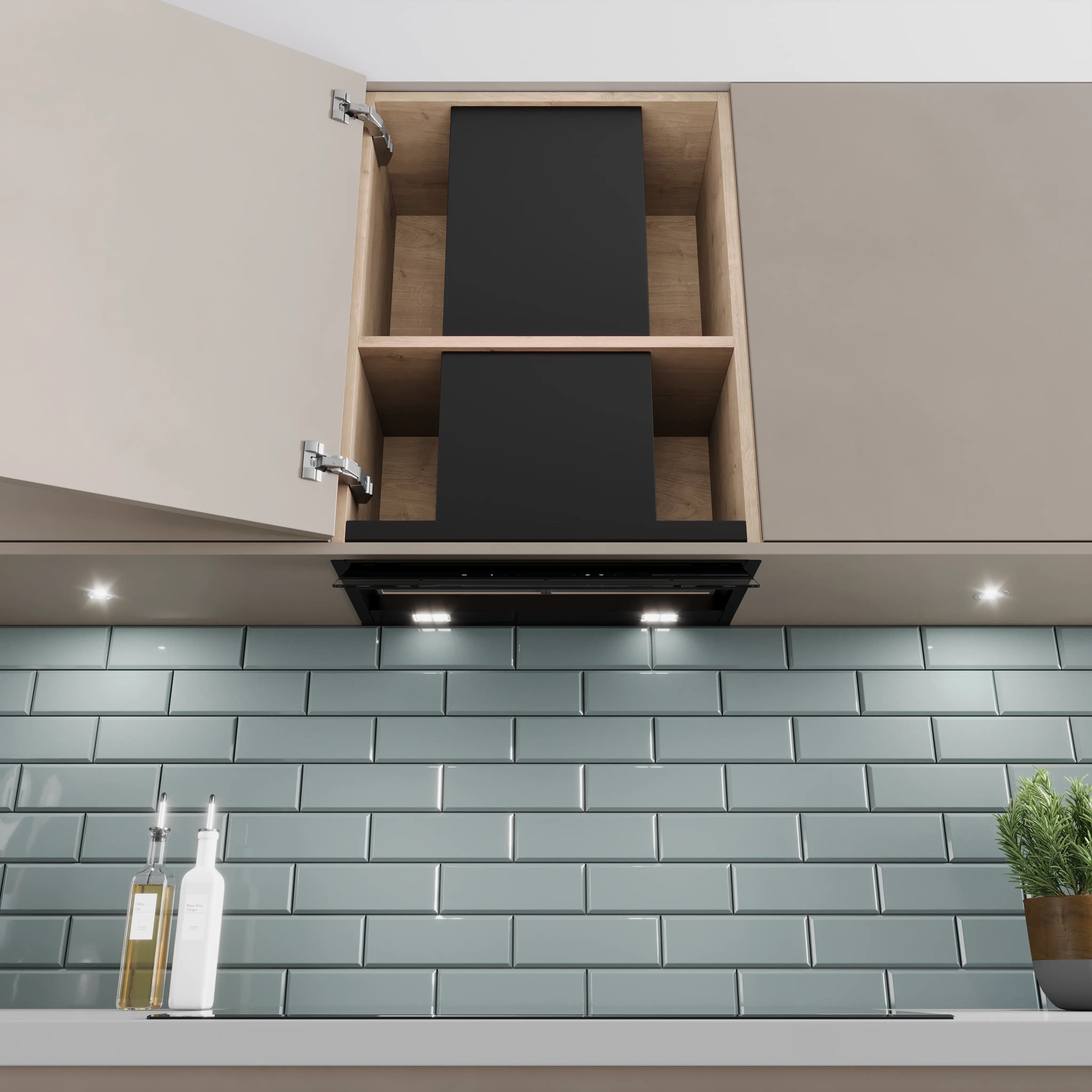 Bosch Series 6 Integrated Design Hood 60 cm clear glass black printed, Matt black - DBB67DP60B