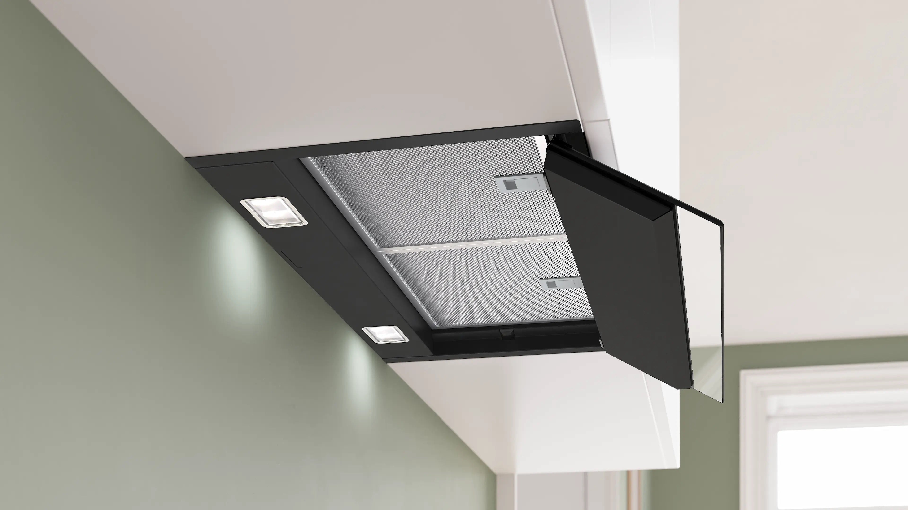 Bosch Series 6 Integrated Design Hood 60 cm clear glass black printed, Matt black - DBB67DP60B