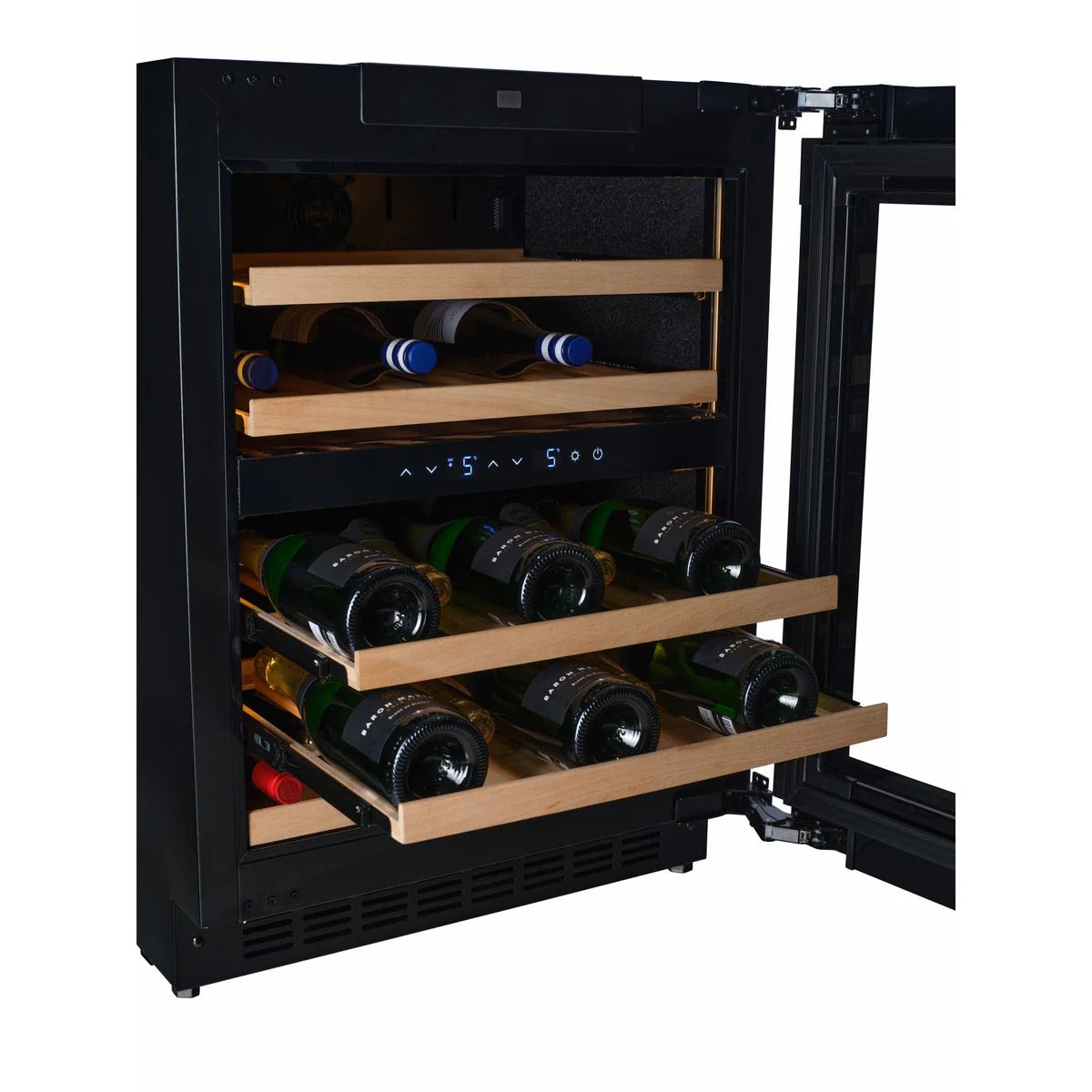 CELLA - 600mm - 36 Burgundy Bottles - Undercounter Wine Cooler - Dual Zone - W34-BH
