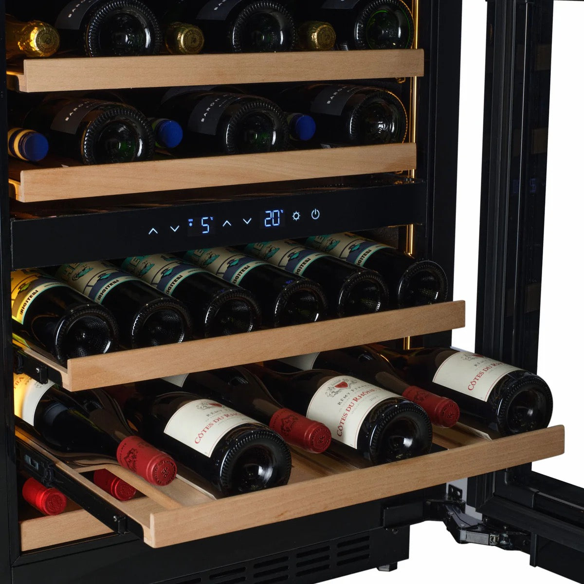 CELLA - 600mm - 36 Burgundy Bottles - Undercounter Wine Cooler - Dual Zone - W34-BH