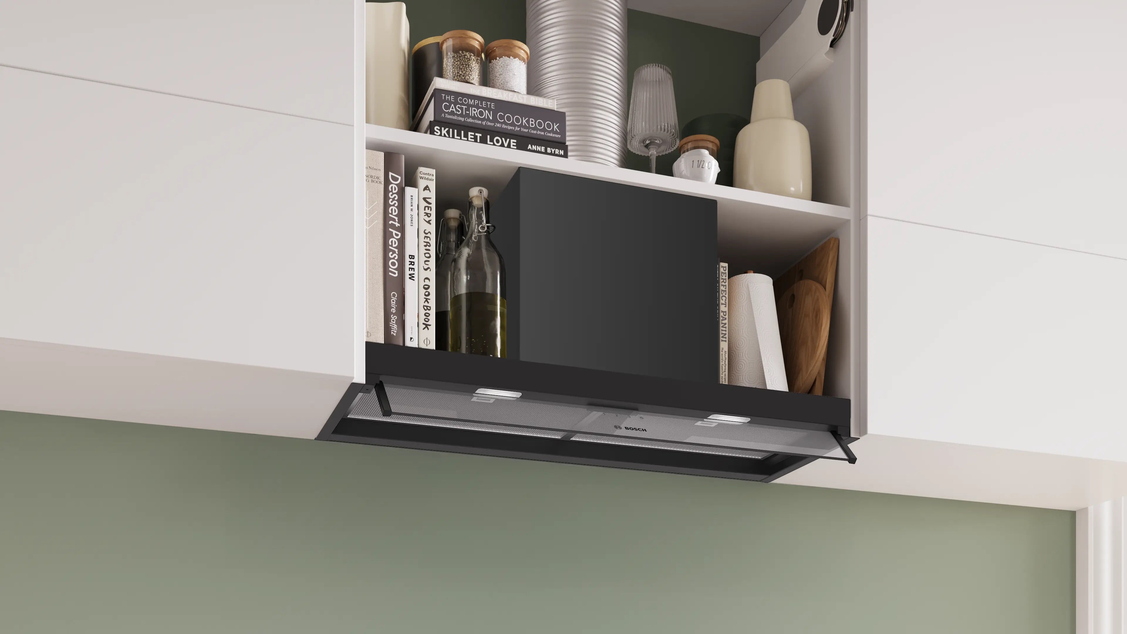 Bosch Series 4 Integrated Design Hood 80 cm clear glass, Matt black - DBB85CC60B