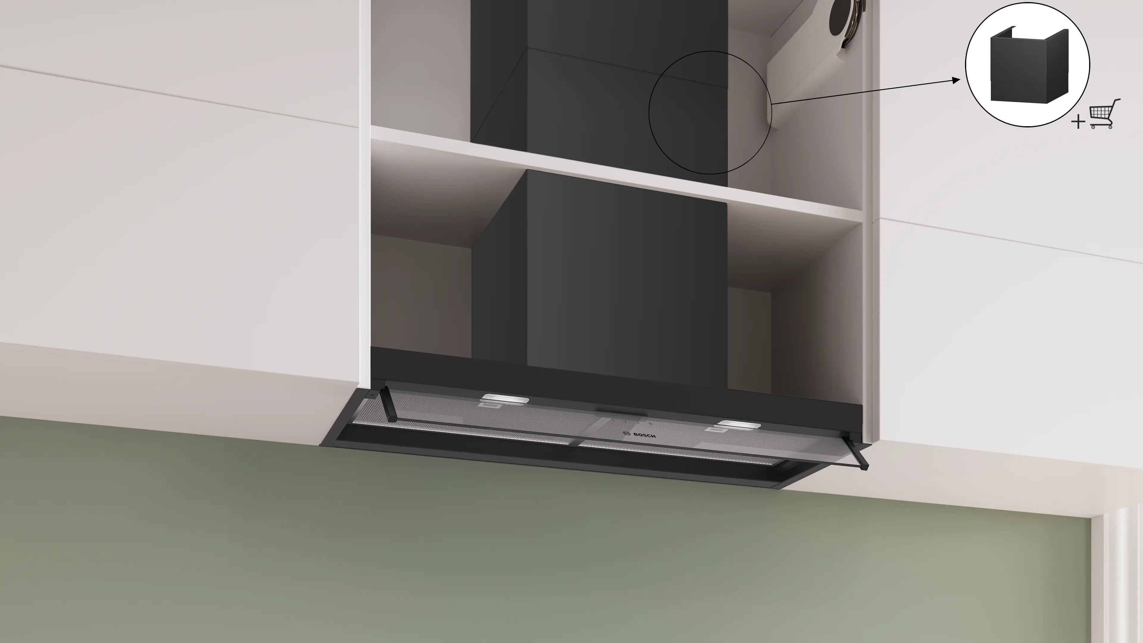 Bosch Series 4 Integrated Design Hood 80 cm clear glass, Matt black - DBB85CC60B