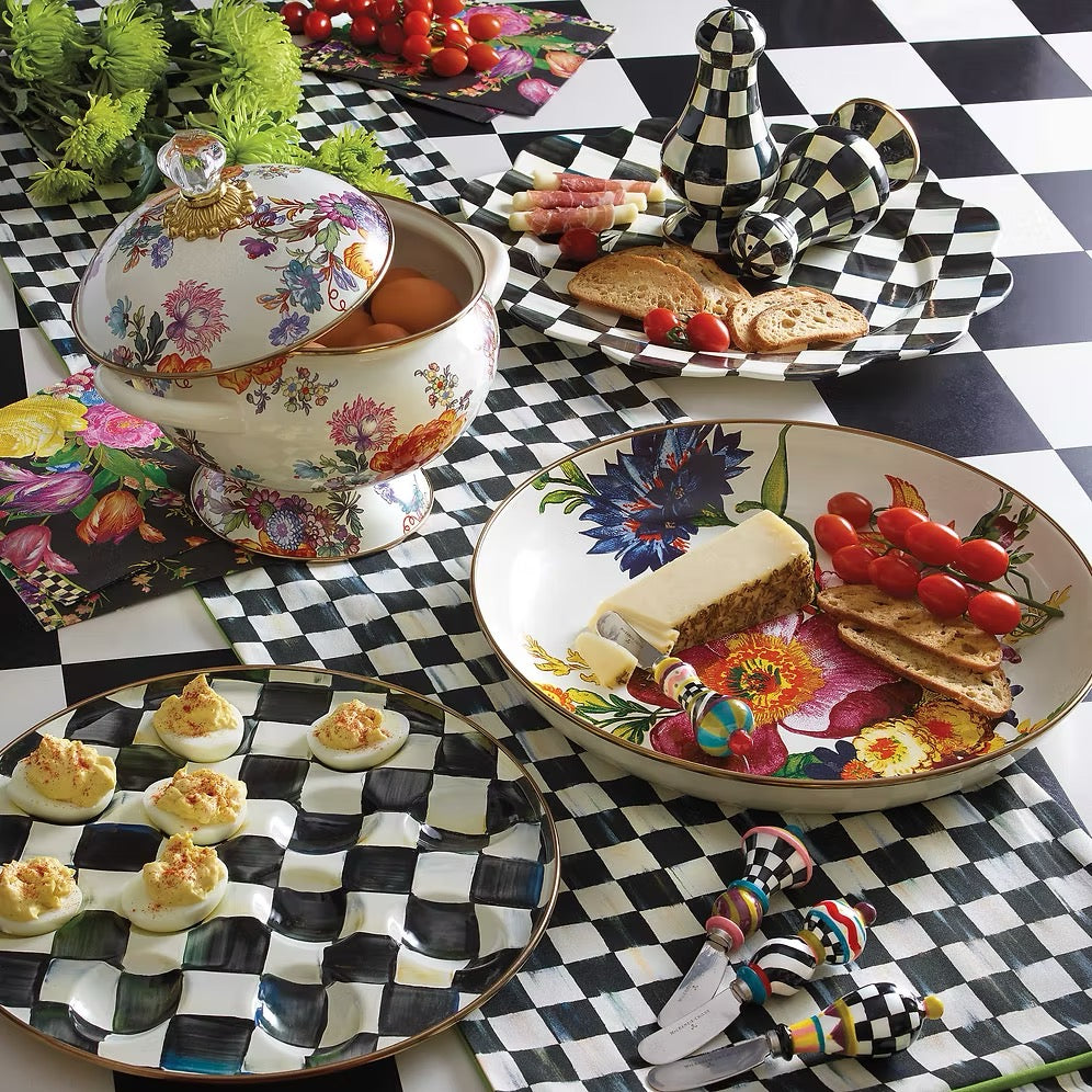 Mackenzie-Childs Courtly Check Enamel Large Salt & Pepper Shakers