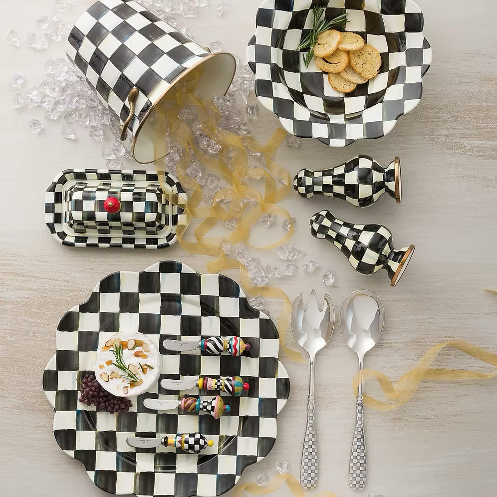 Mackenzie-Childs Courtly Check Enamel Large Salt & Pepper Shakers
