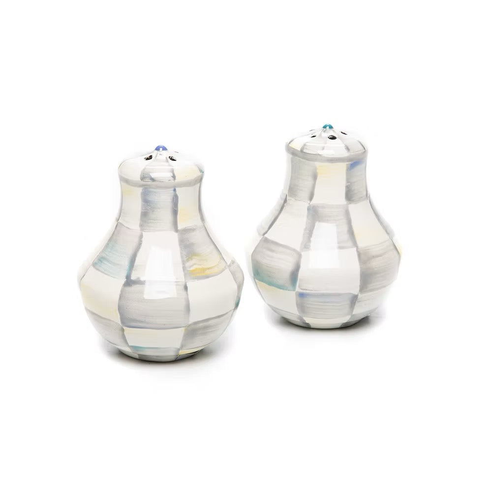 Mackenzie-Childs Sterling Check Enamel Salt & Pepper Shakers