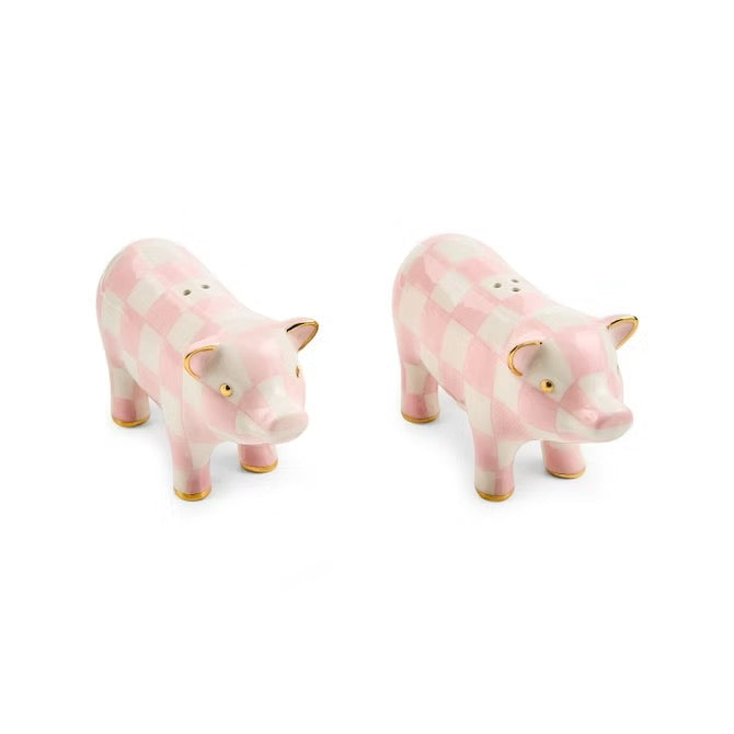Mackenzie-Childs Rosy Pig Salt & Pepper Set