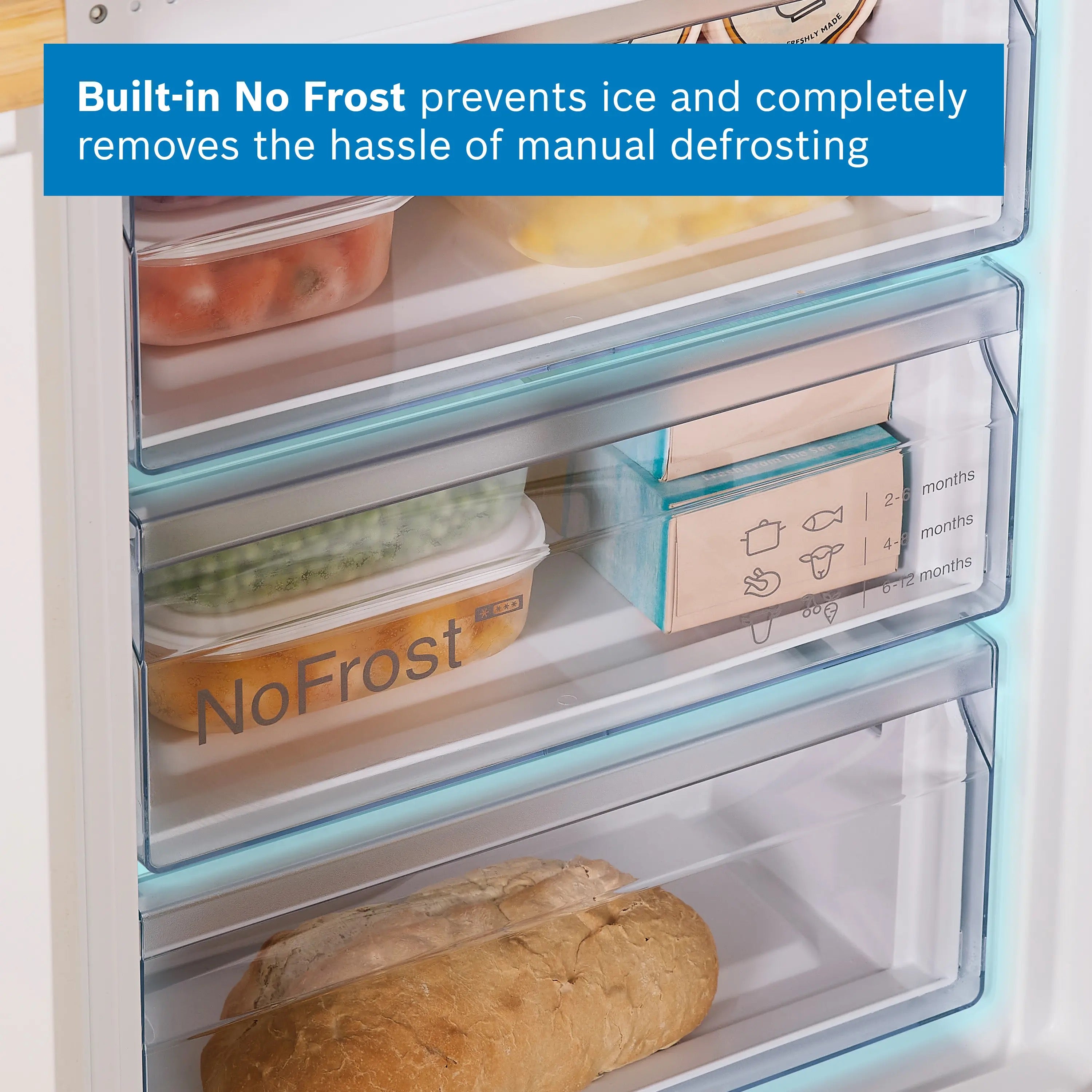Bosch Series 2 Built-in fridge-freezer with freezer at bottom 193.5 x 54.1 cm - KIN96NSE0G