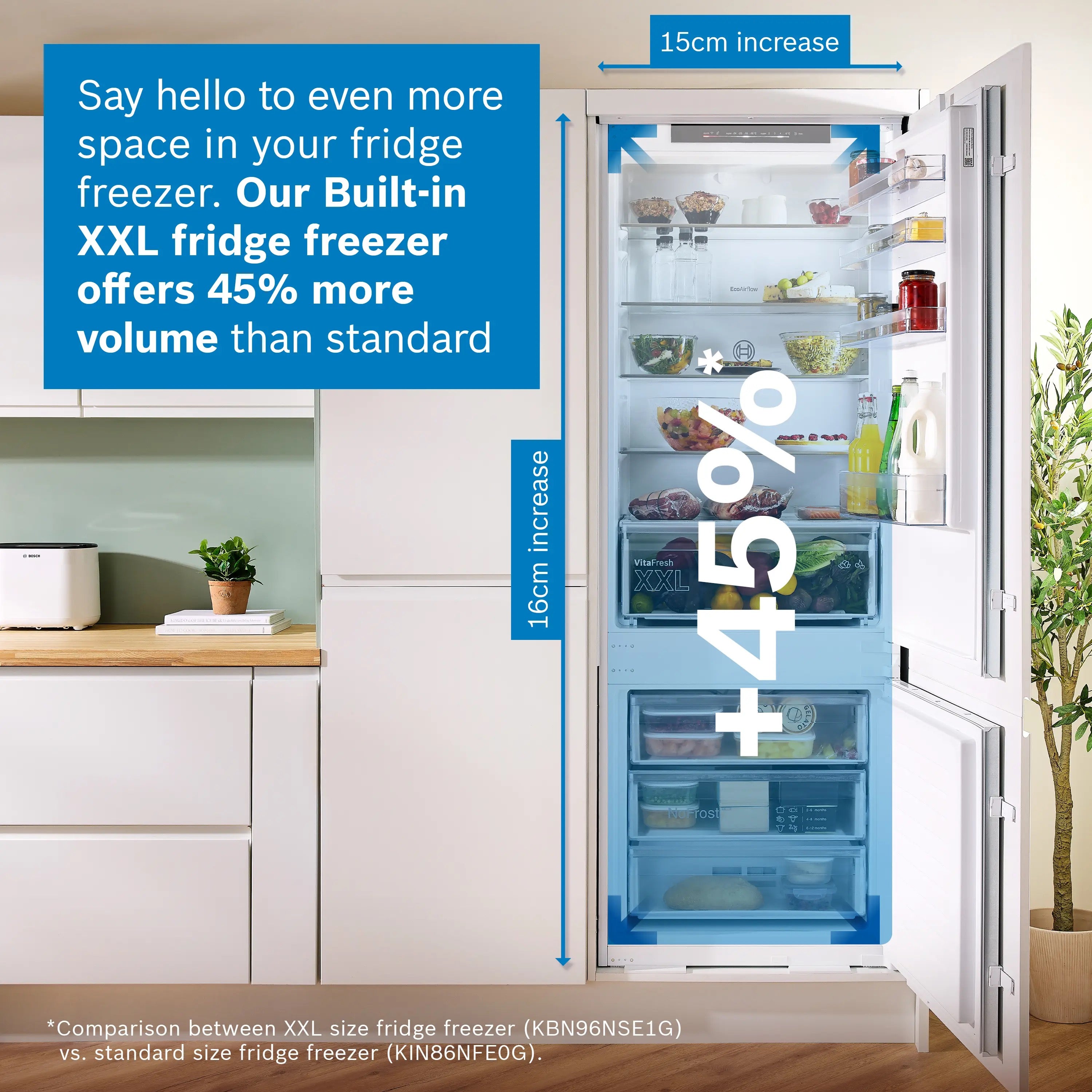 Bosch Series 2 Built-in fridge-freezer with freezer at bottom 193.5 x 69.1 cm - KBN96NSE1G