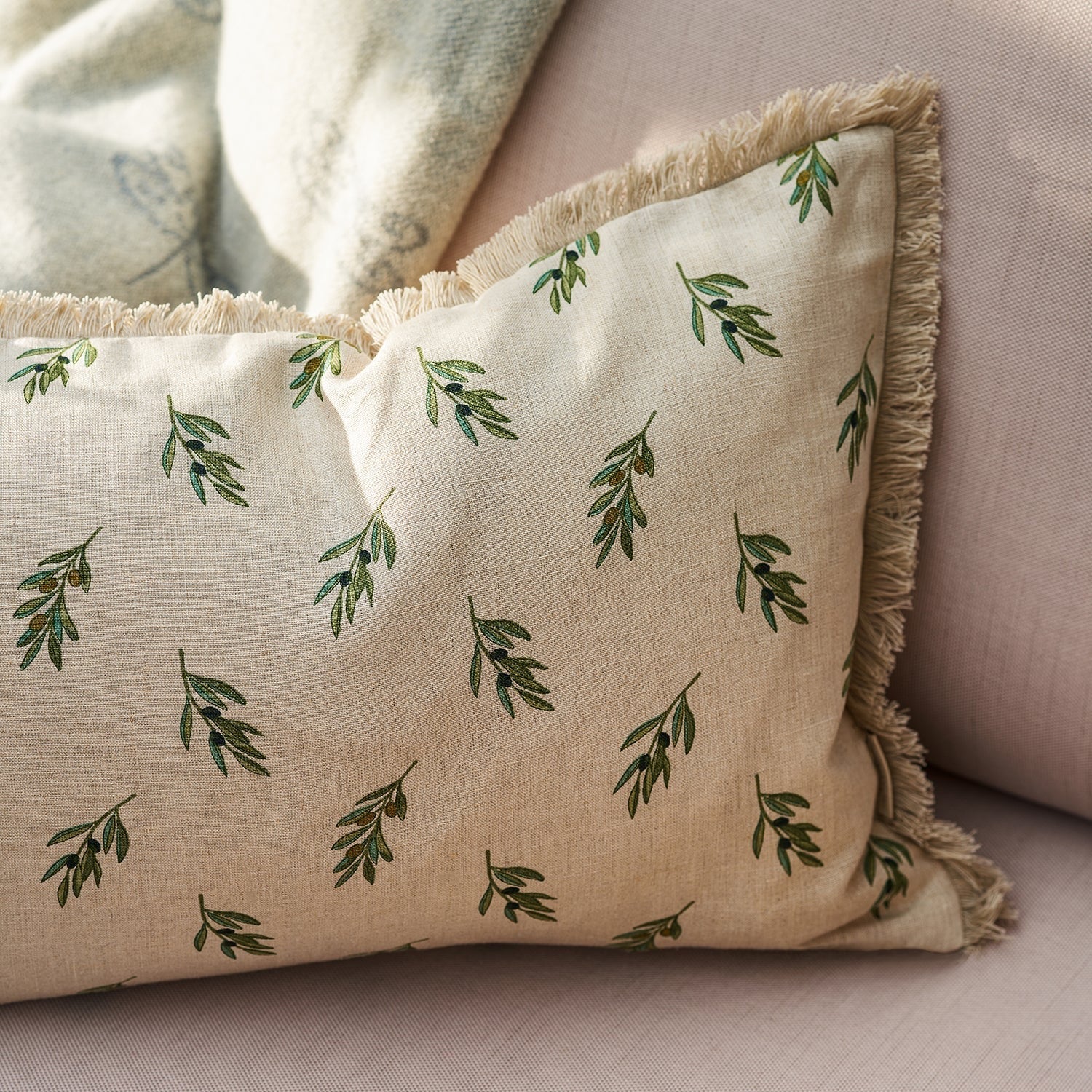 Sophie Allport Olive Linen Cushion - Rectangular