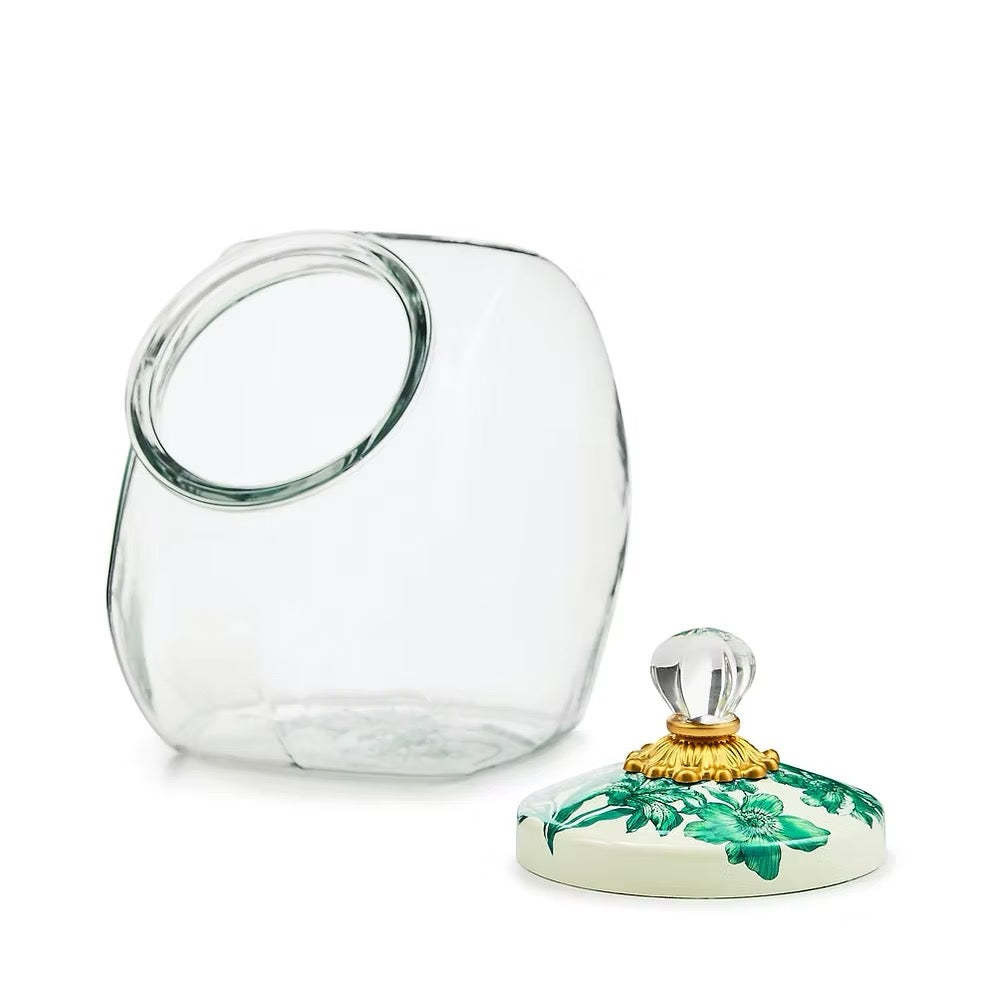 Mackenzie-Childs Cookie Jar With Emerald English Garden Lid