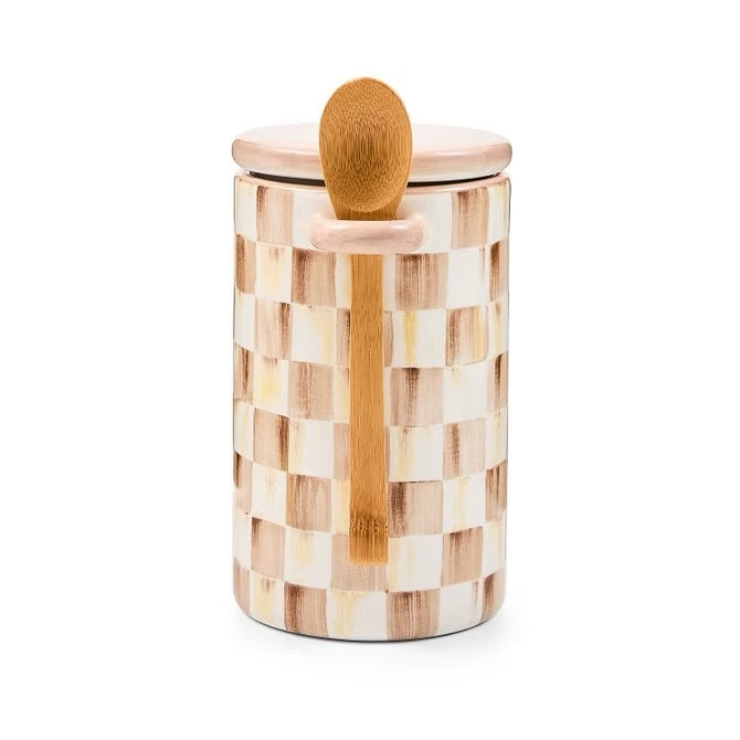 Mackenzie-Childs Mocha Check Farmhouse Canister