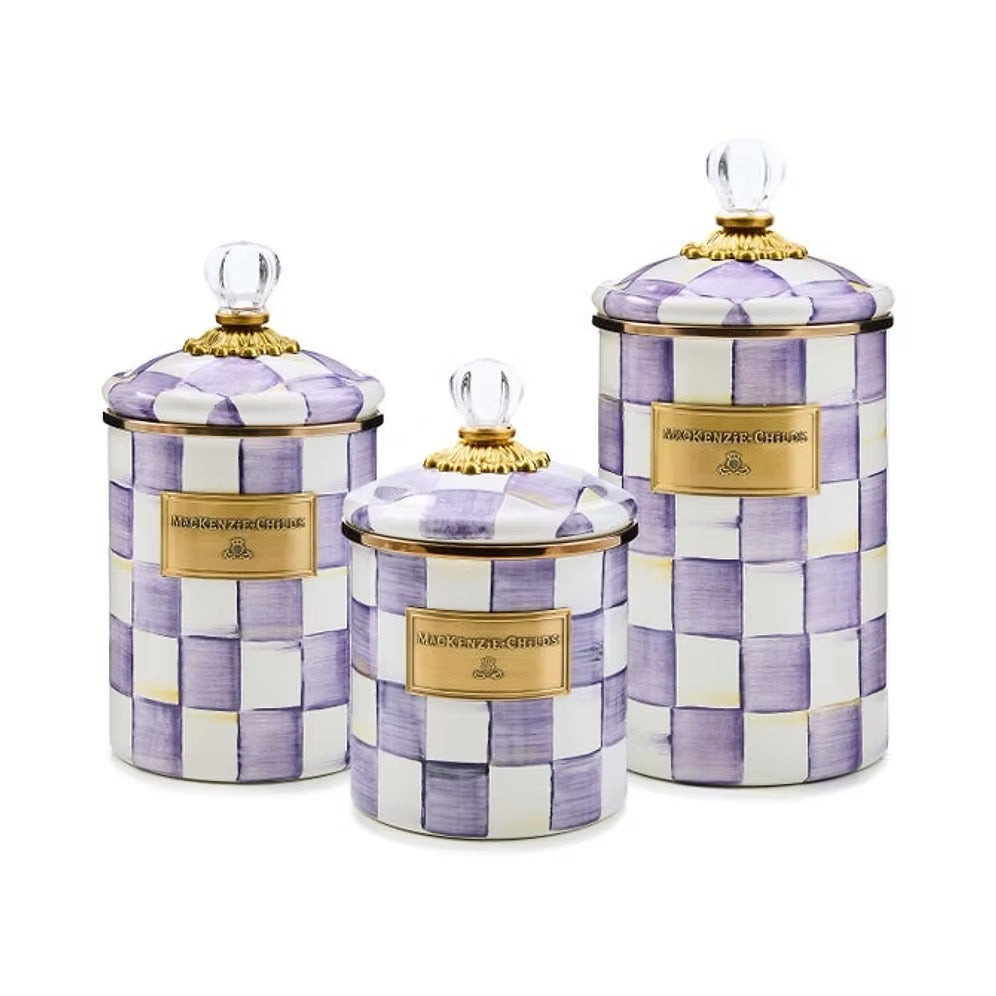Mackenzie-Childs Violet Check Large Canister