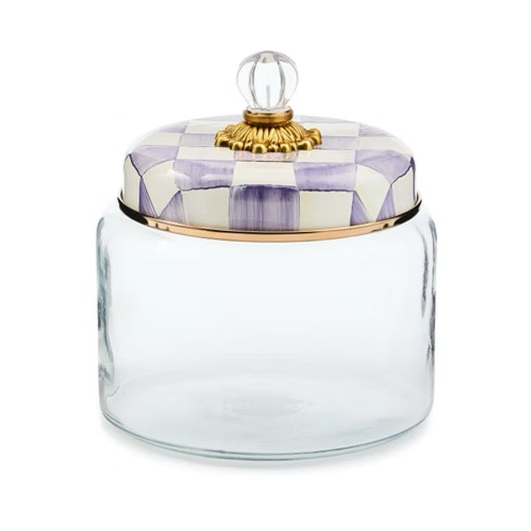 Mackenzie-Childs Violet Check Medium Kitchen Canister