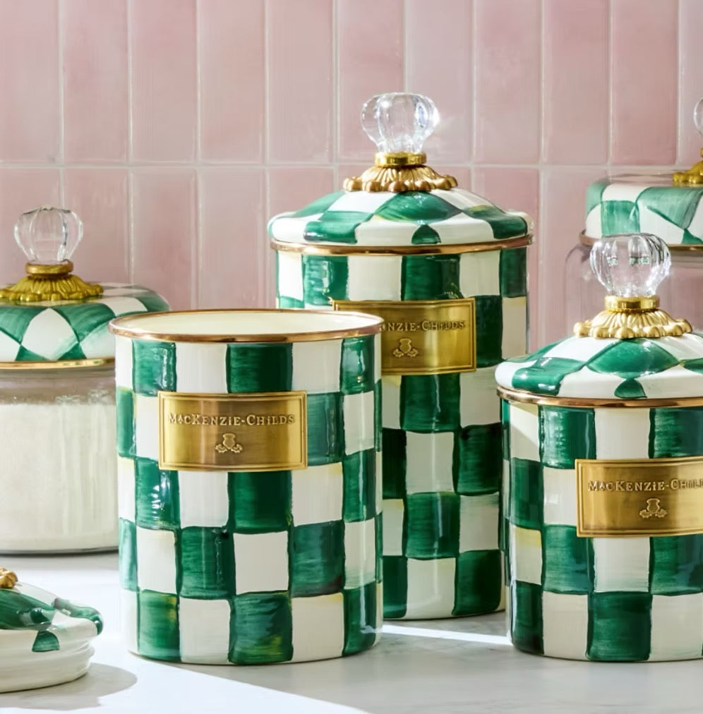 Mackenzie-Childs Emerald Check Large Canister