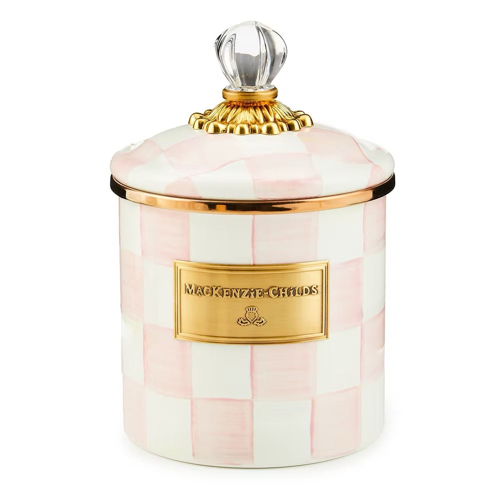Mackenzie-Childs Rosy Check Enamel Small Canister