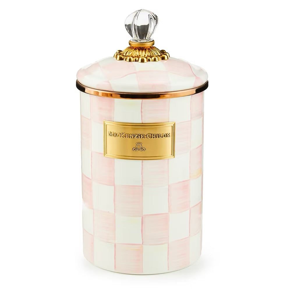 Mackenzie-Childs Rosy Check Enamel Large Canister