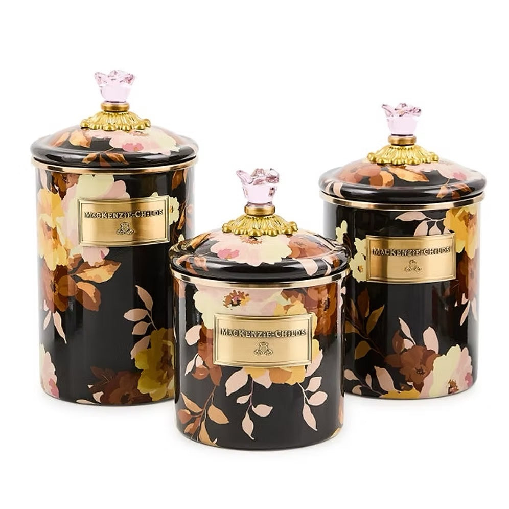 Mackenzie-Childs Wild Rose Brown Medium Canister