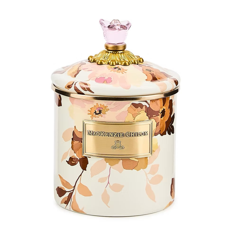 Mackenzie-Childs Wild Rose White Small Canister