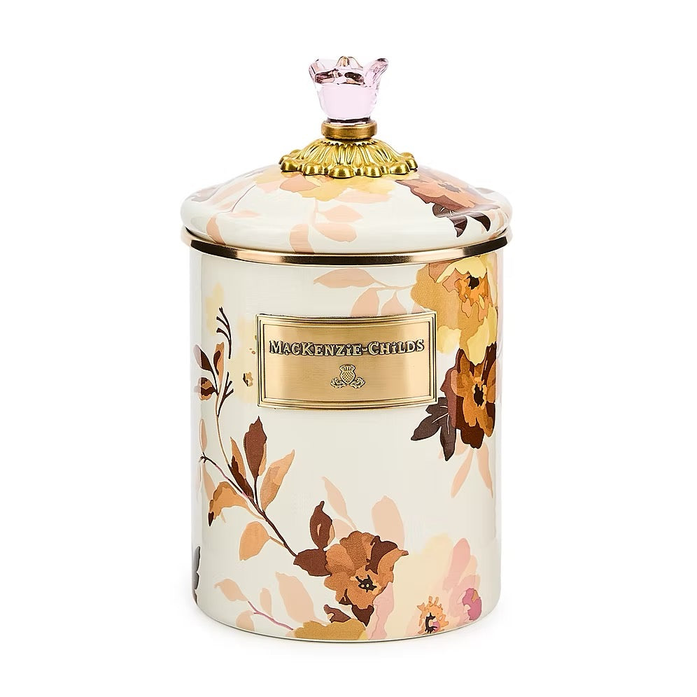Mackenzie-Childs Wild Rose White Medium Canister