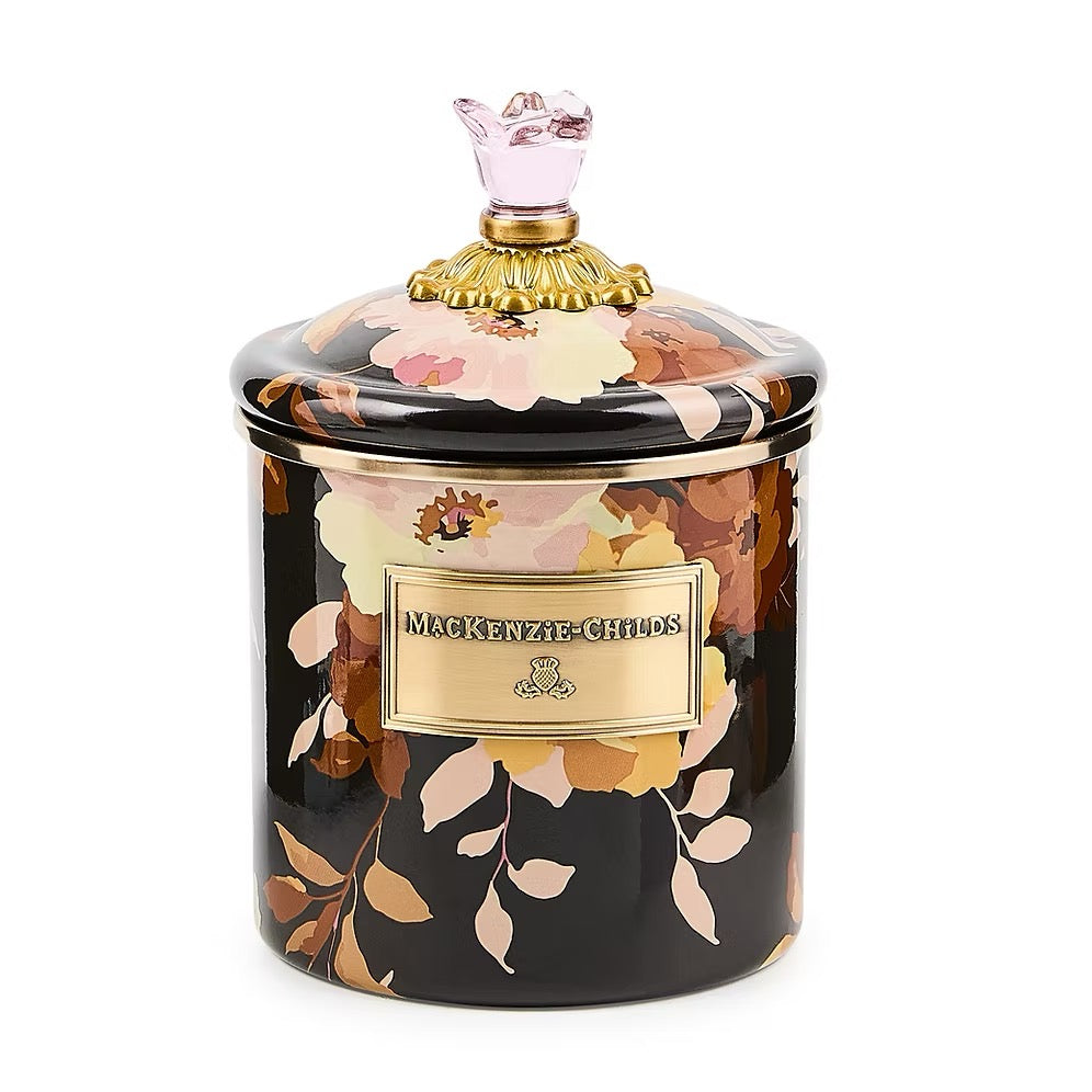 Mackenzie-Childs Wild Rose Brown Small Canister