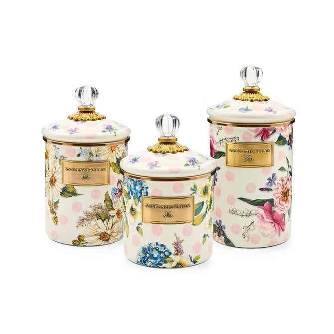 Mackenzie-Childs Wildflowers Pink Medium Canister