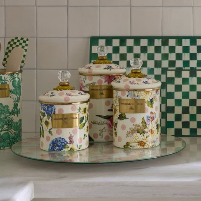 Mackenzie-Childs Wildflowers Pink Medium Canister